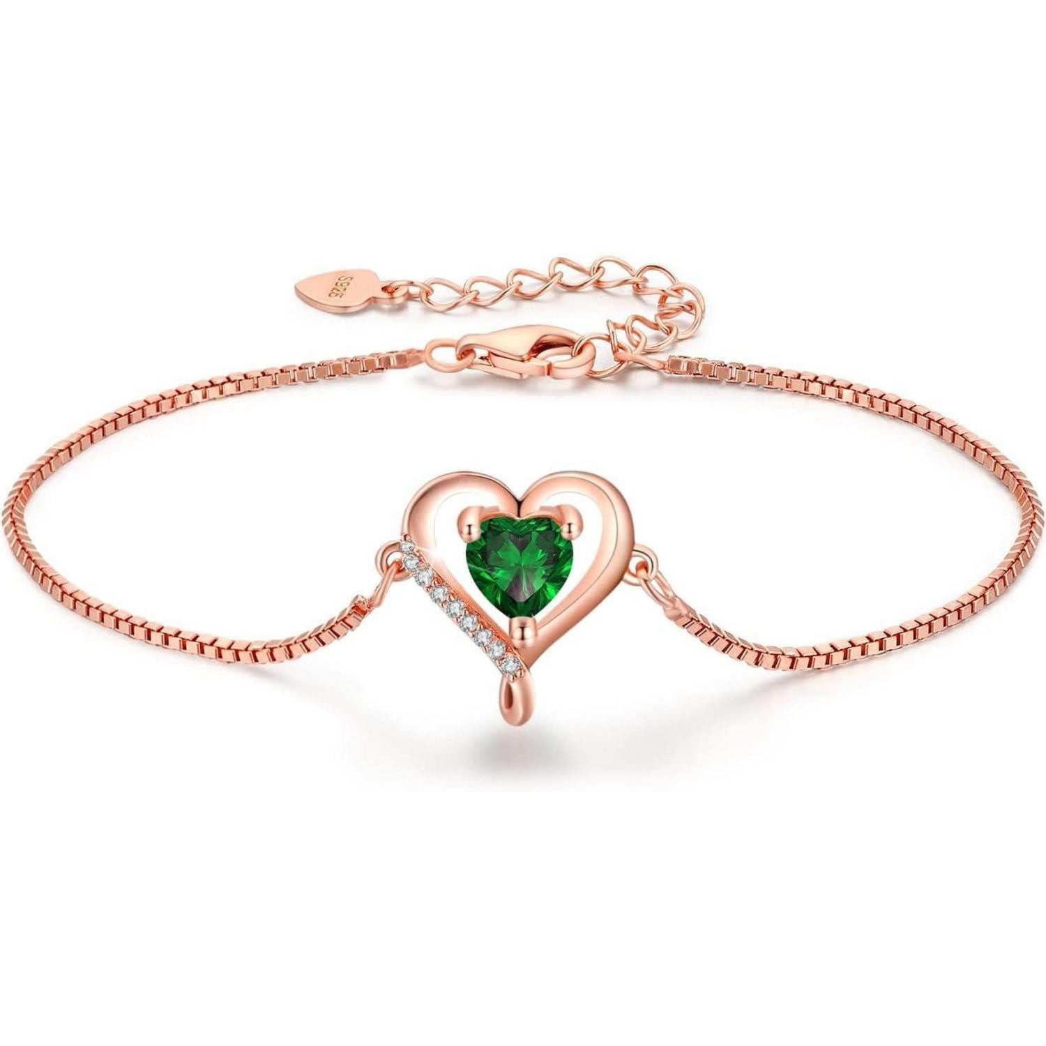 Silberarmband Armband Herz Damen Rosegold 925 Rosé gold-05-Mai Sterling-Silber