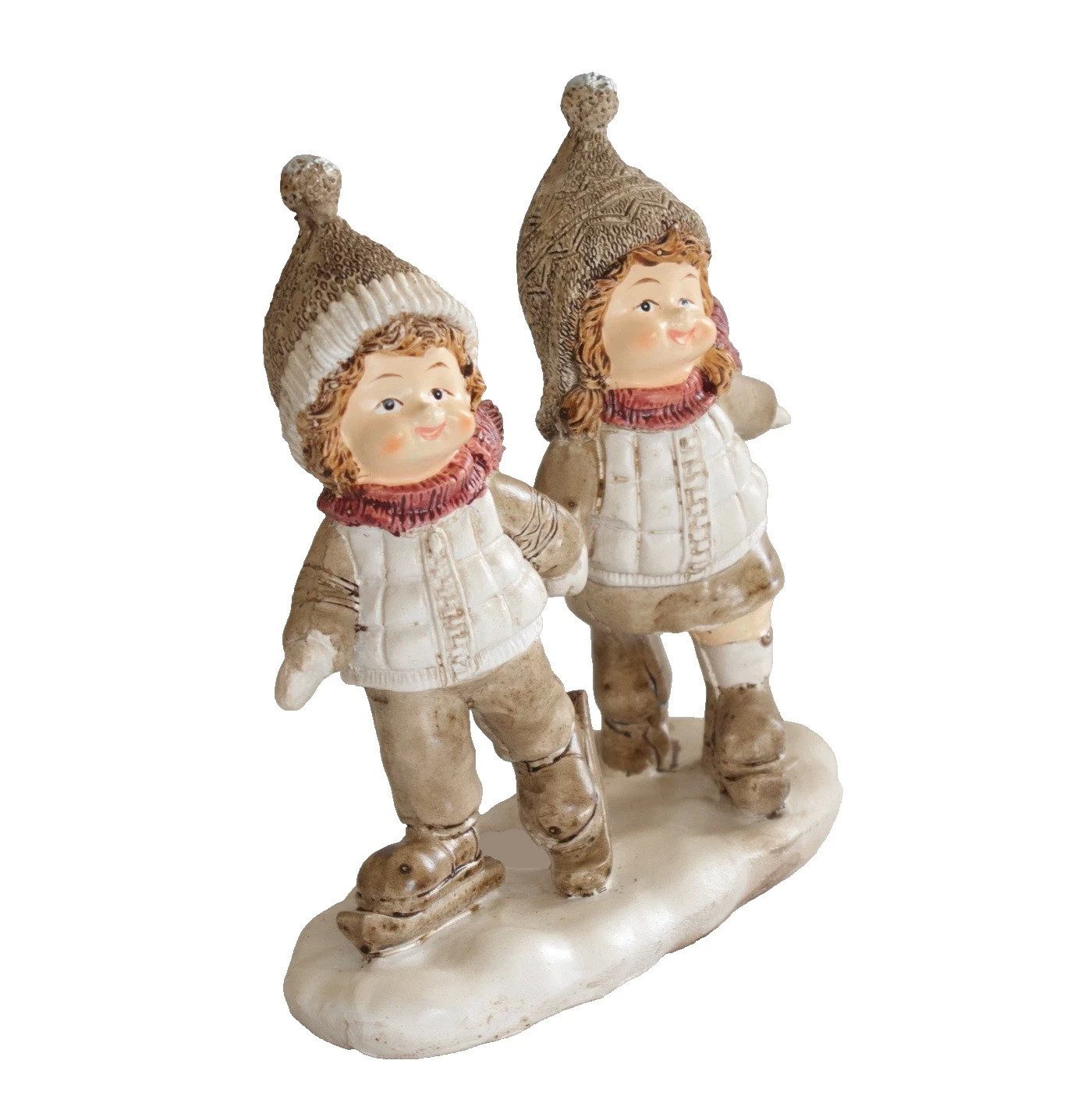 Kaufhaus le petit Dekofigur Winterkinder Deko Wichtel Kinder Paar Figur Mädchen Junge Skulptur, Dekoskulptur, Dekoobjekt, Kinderfigur aus Polyresin (Kunststein)