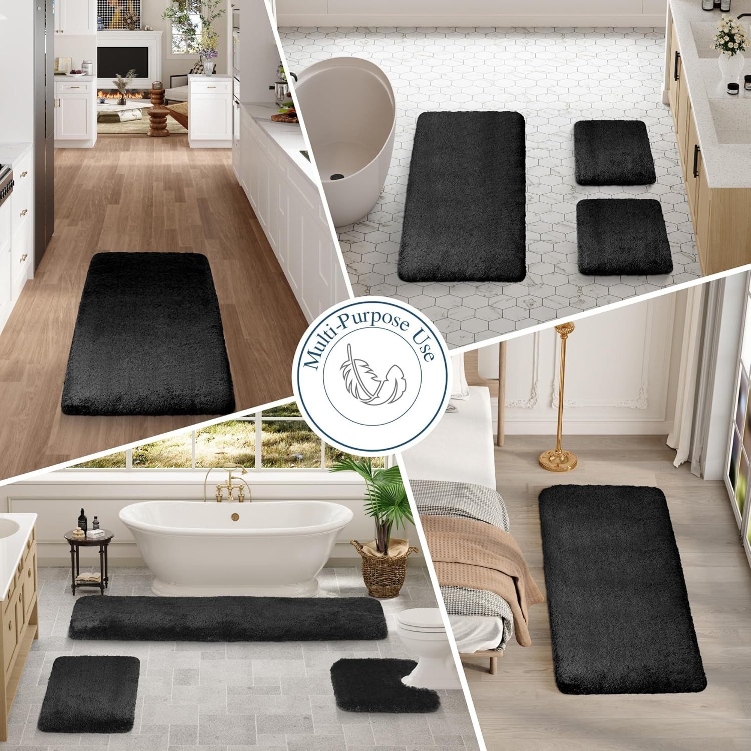 Sentidos Badematte badteppich rutschfest Eleganter Badezimmerteppich, Höhe 20 mm, Polyester, 60x100cm, badematten badläufer badgarnitur badteppiche teppich toilette