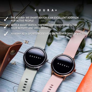 Kuura Fur Damen, Herren & Kinder Mit Pulsuhr – 7 Tagen Batterielaufzeit Smartwatch (Andriod iOS), mit Fitness Tracker Schlaftracker Schrittzähler IP68-wasserdicht