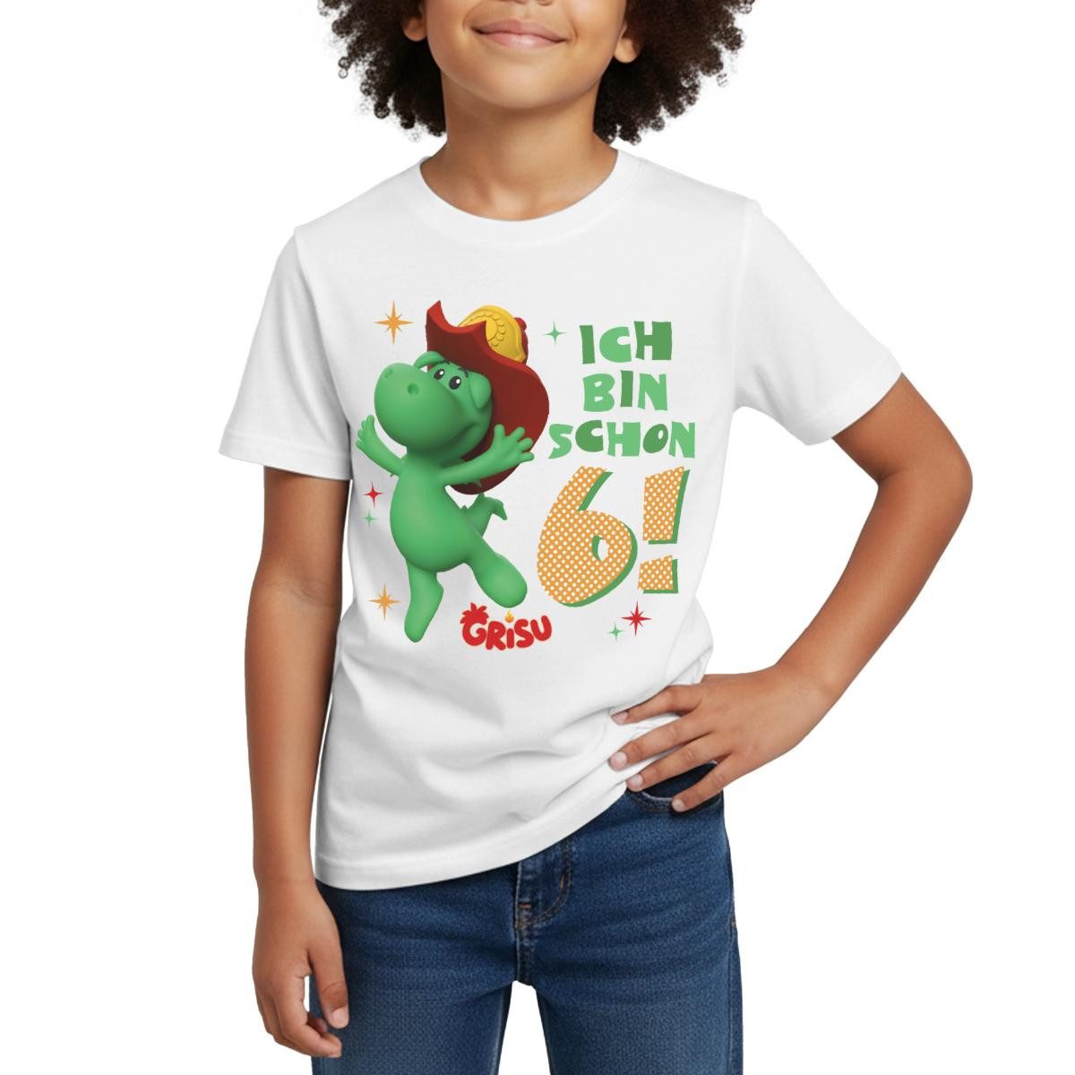 T-Shirt Grisu Der Kleine Drache Geburtstagsdesign 6 Jahre Kinder T-Shirt