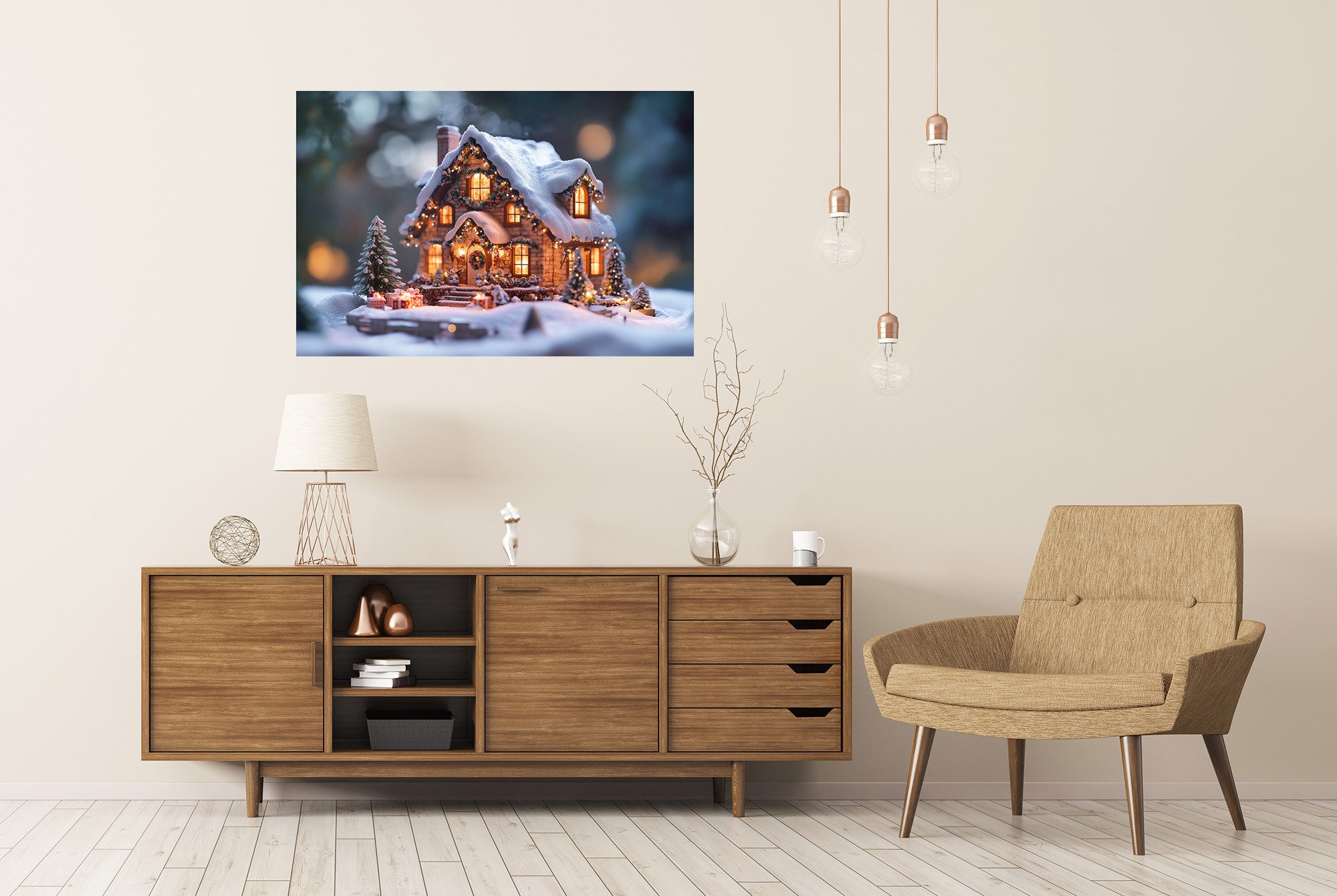 islandburner Poster Märchenhaftes Schneebedecktes Weihnachtshaus günstig online kaufen