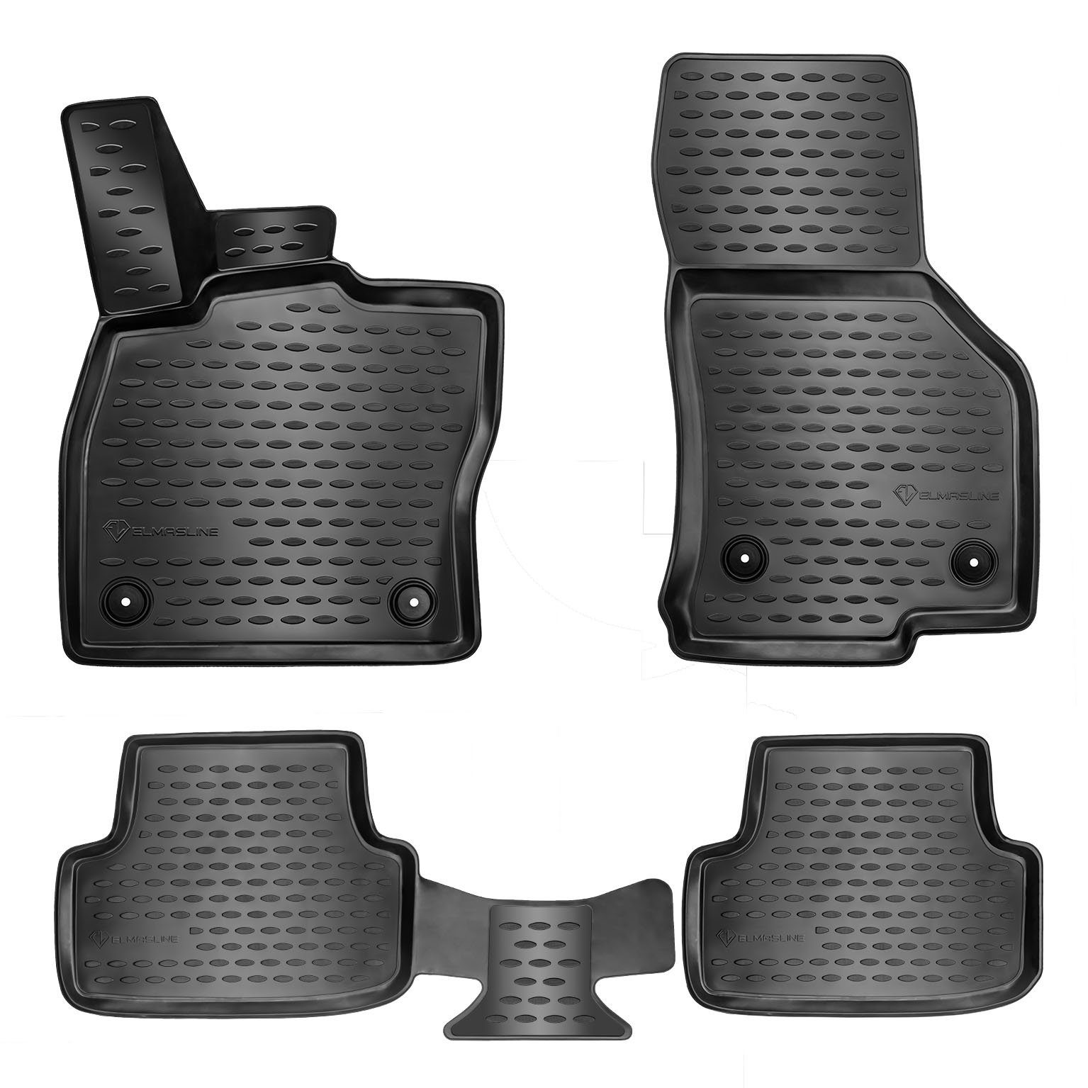 ELMASLINE Auto-Fußmatten Gummi (4 St), für VW GOLF 6 (2008-2014) - 3D Gummimatten mit extra hohem Rand für mehr Schutz - Passend für Baujahre: , 2008 - 2014