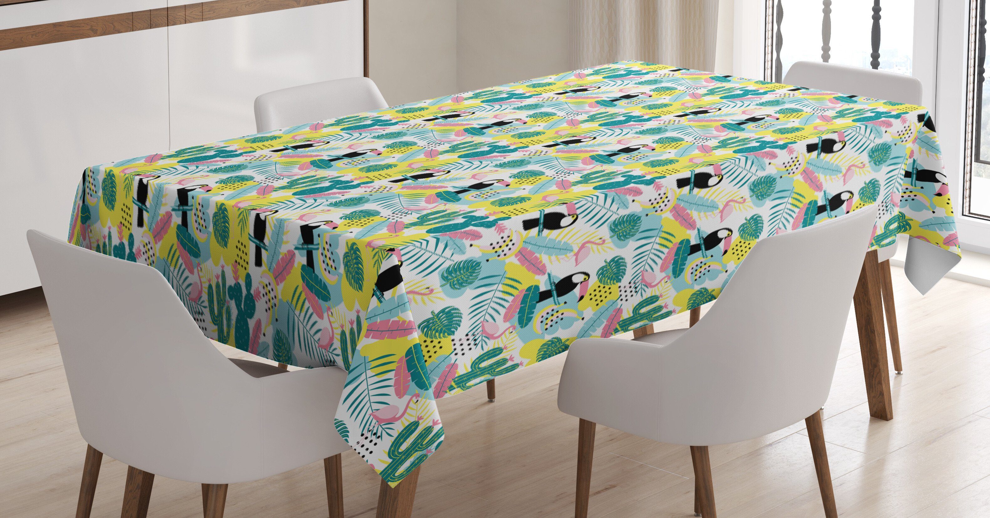 Für den Natur Tischdecke Waschbar Aloha geeignet Klare Abakuhaus Farben, Bereich Farbfest Tropisch Außen Vogel-Kunst