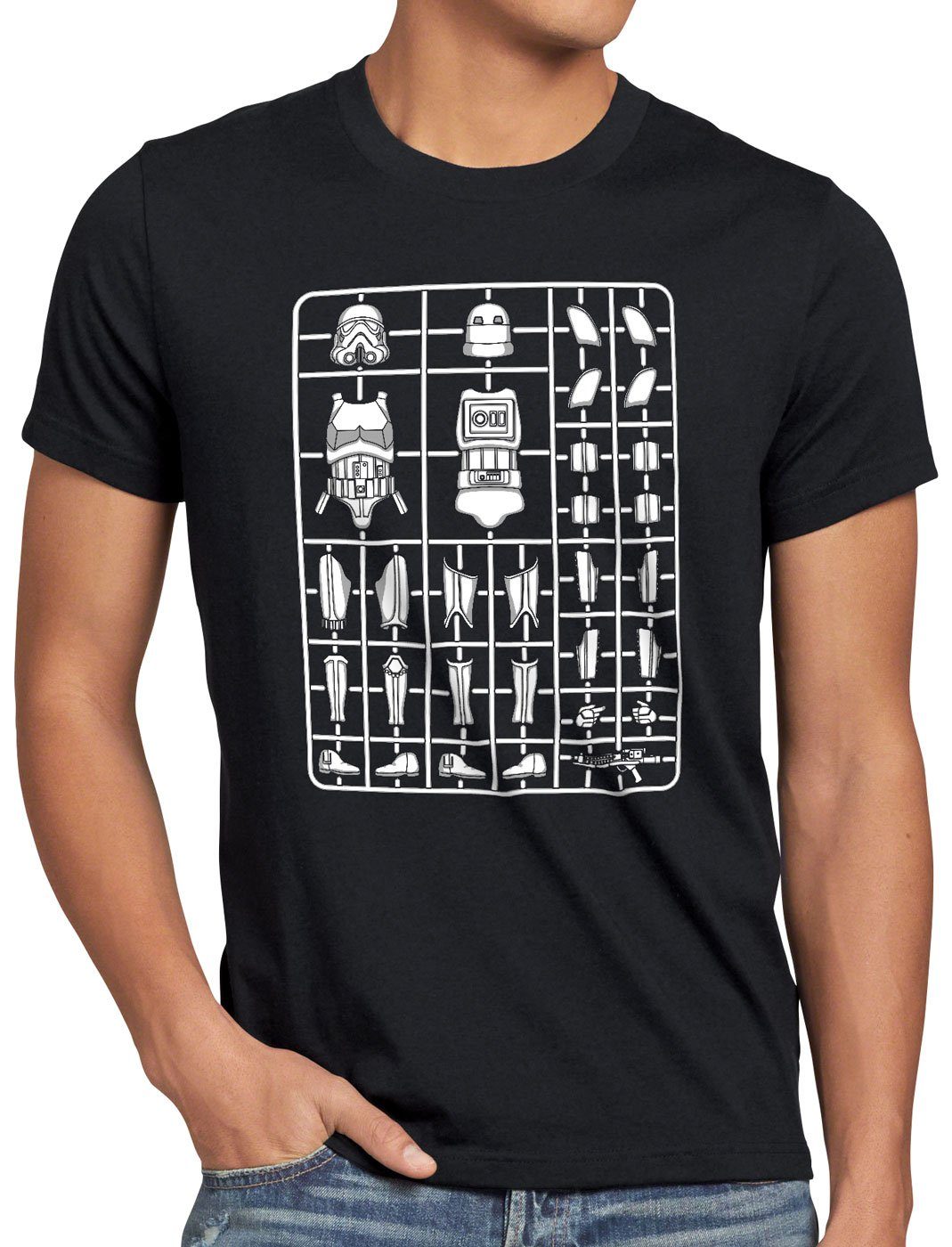 style3 Print-Shirt Herren sturmtruppen Stormtrooper schwarz imperium T-Shirt Bausatz