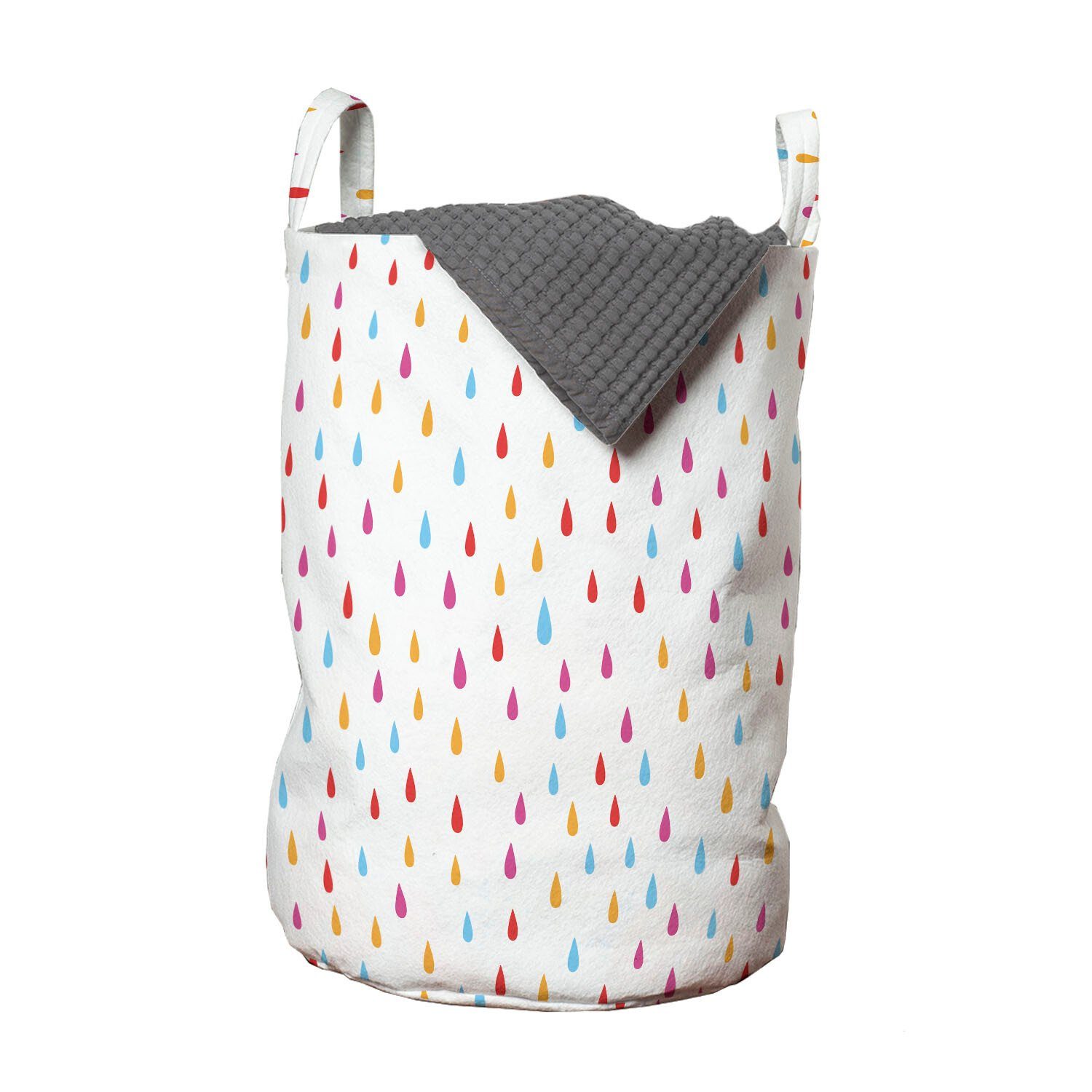 Abakuhaus Wäschesäckchen Wäschekorb mit Griffen Kordelzugverschluss für Waschsalons, Abstrakt Cheery Farben Regentropfen