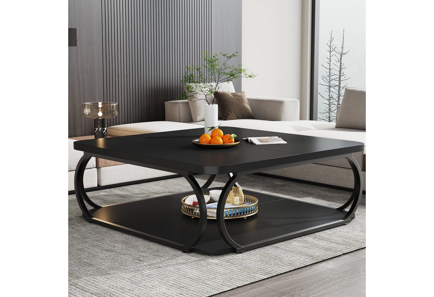 Tribesigns Couchtisch 100 x 100 x 50 cm Quadratischer Sofatisch, flacher Wohnzimmertisch