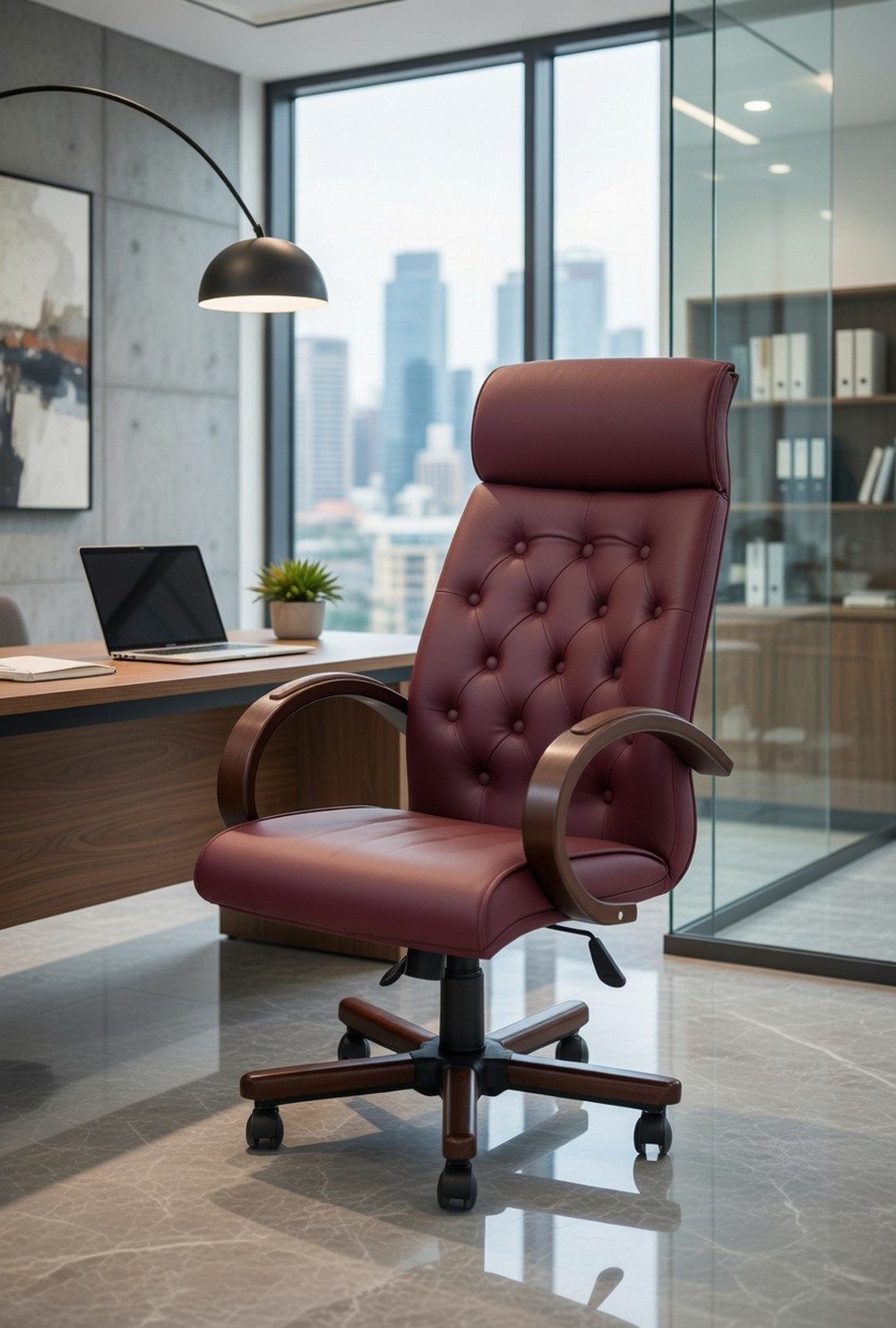 Xlmoebel Chefsessel Eleganter roter Bürosessel mit verstellbarem Kopfstütze und, Made in Europa