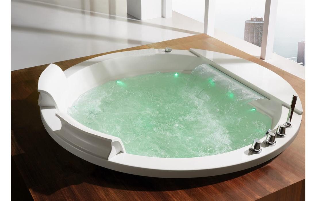 Duwilux Whirlpool-Badewanne 2 Personen Whirlpool 155x155 Austin 2 Badewanne (komplett weiß), (1-tlg), Farblichttherapie