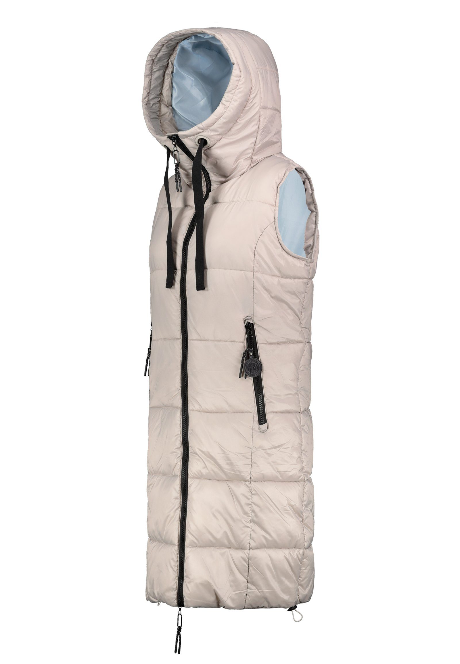 Fresh Made Steppweste Lange Stepp weste Kapuze Übergangs Herbst Frühlings Weste Windbreaker
