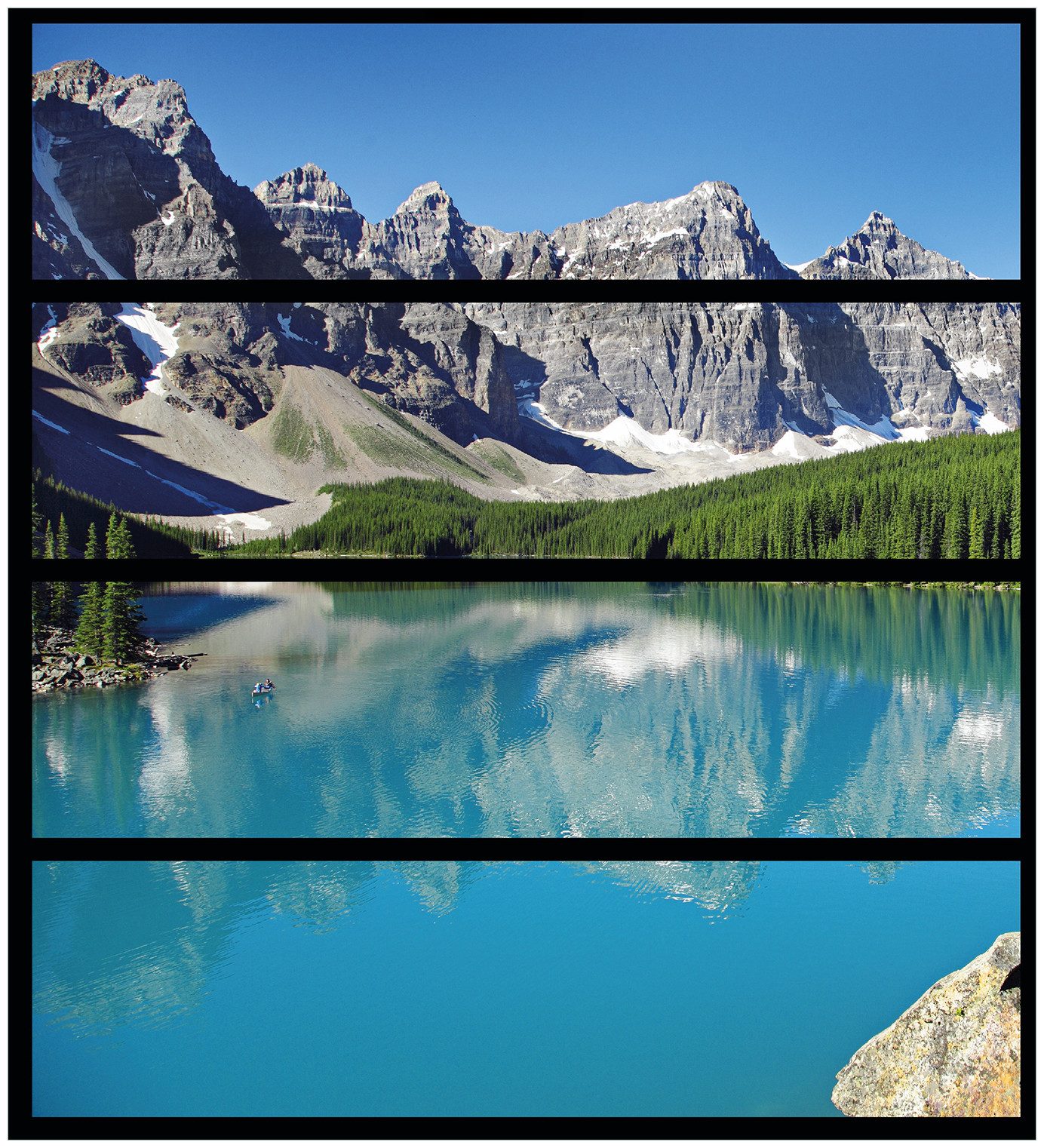 Wallario Möbelfolie Tiefblauer See mit Bergpanorama und Wäldern  Kanada