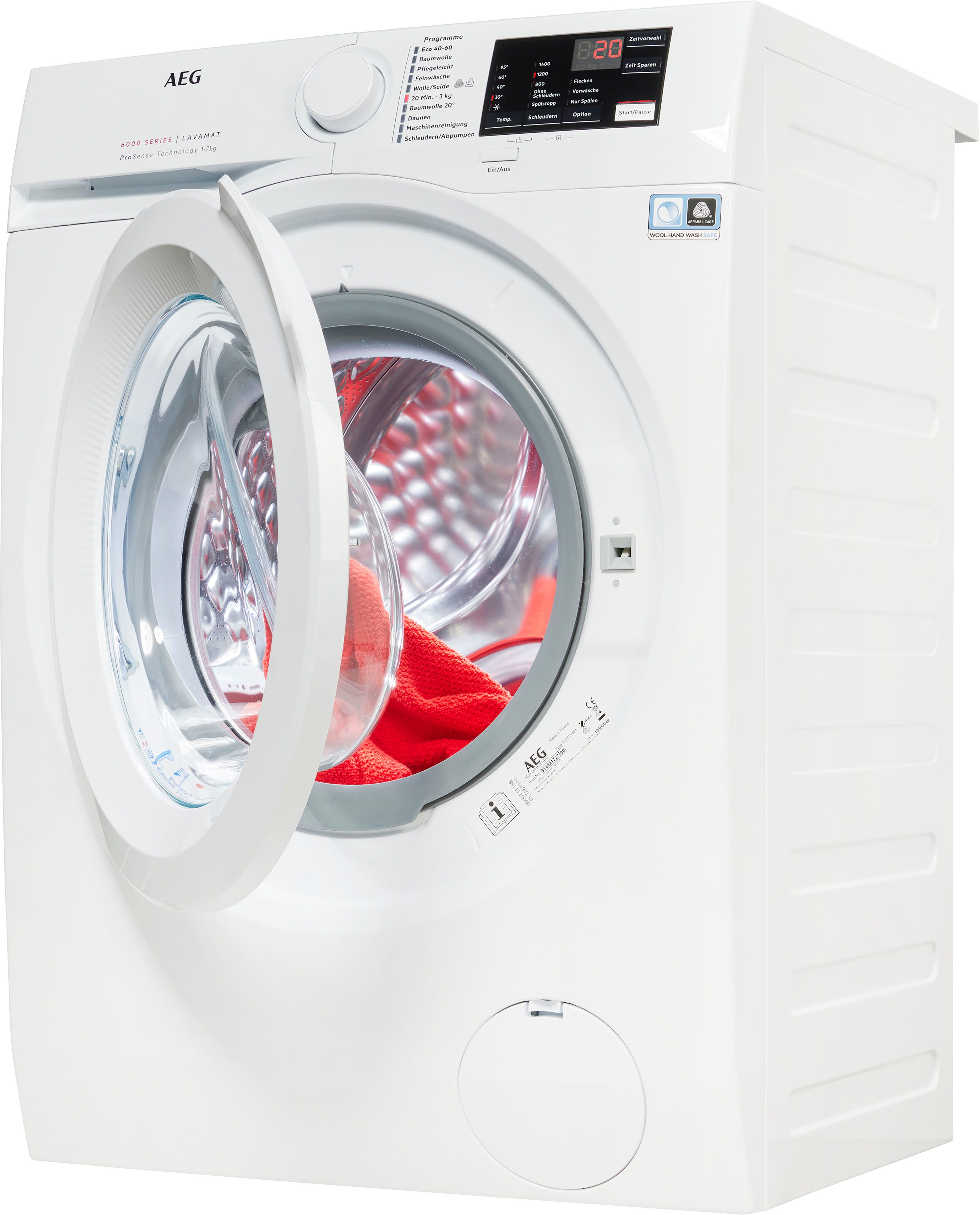 AEG Waschmaschine 6000 ProSense® L6FBG51470, 7 kg, 1400 U/min, ProSense® - Passt die Waschdauer automatisch an jede Wäschemenge an – Bild 2 von 5