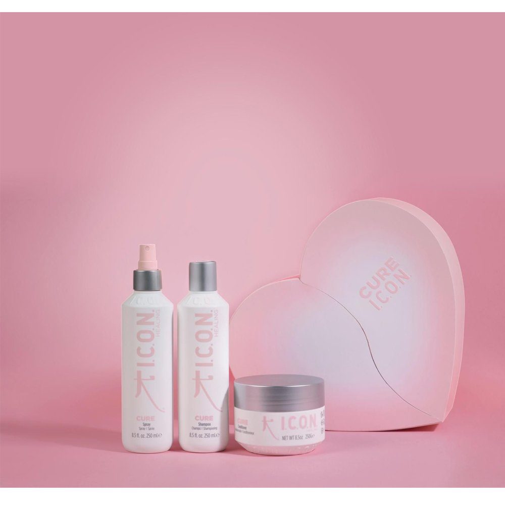 I.c.o.n Haarpflege-Set Cure - Deluxe Geschenkset - Shampoo,Conditioner .Cure Spray