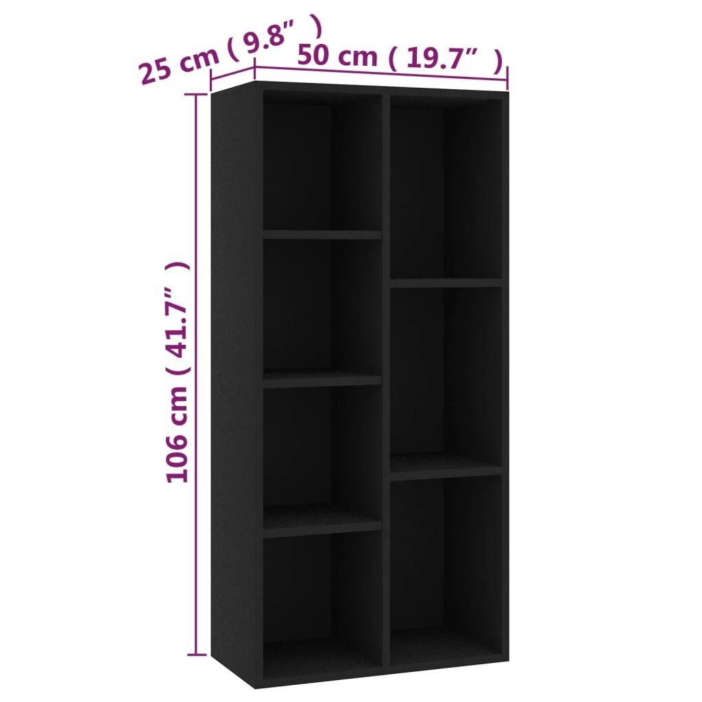 Bücherregal vidaXL 50x25x106 Bücherregal Schwarz 1-tlg. cm Holzwerkstoff,