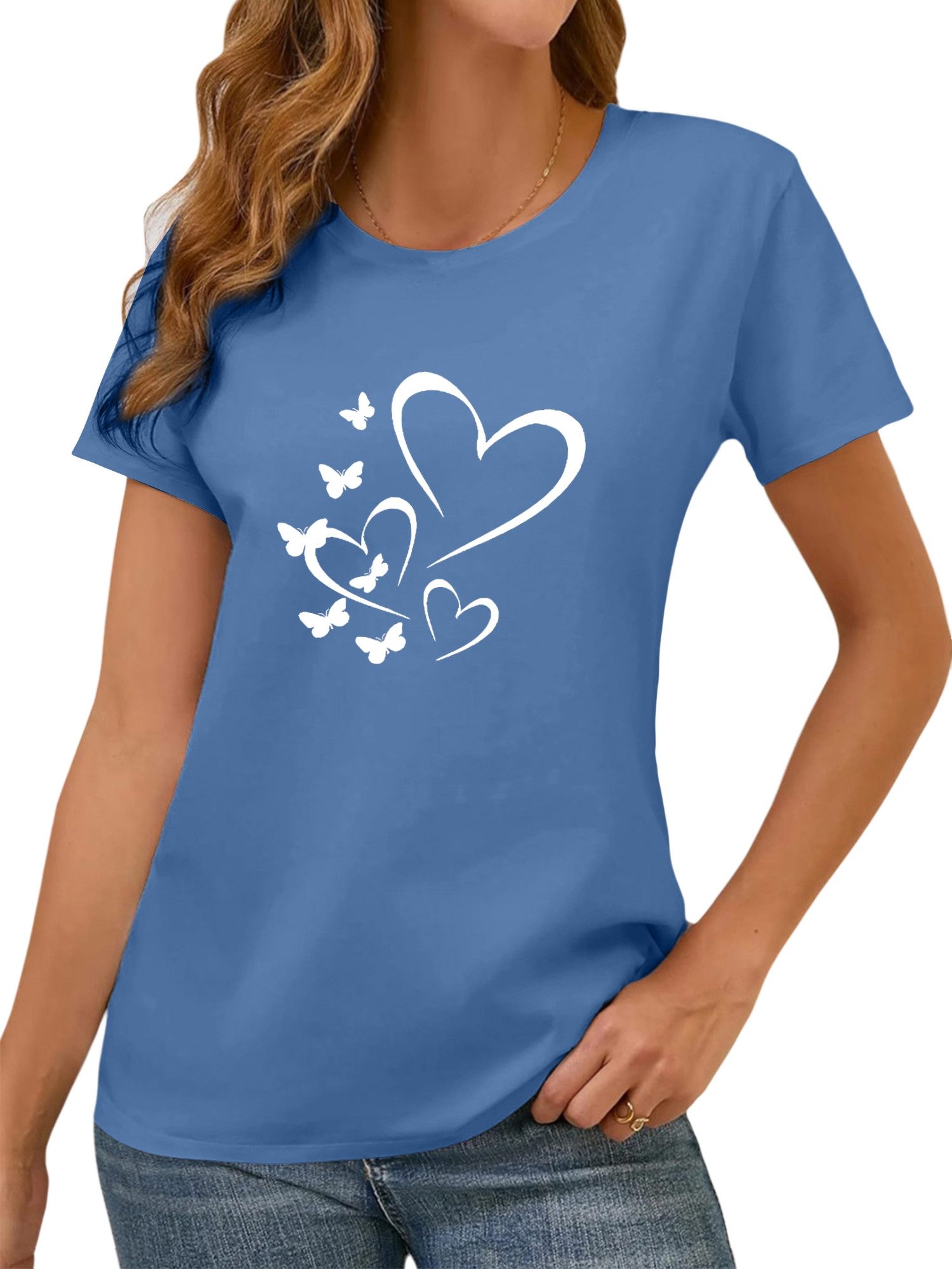 PYL Rundhalsshirt Damen Sommer Casual T-Shirt günstig online kaufen