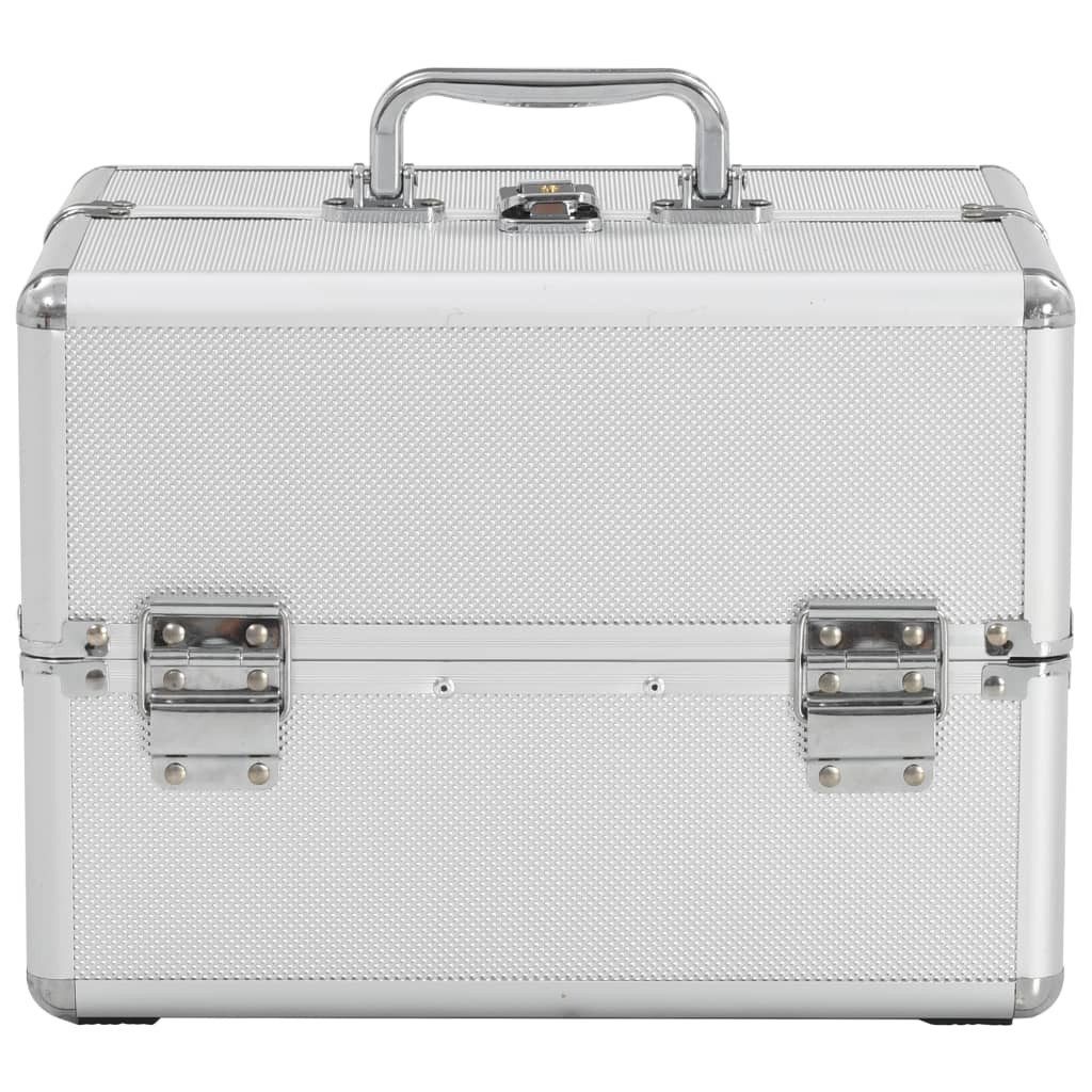 vidaXL Kosmetikkoffer, Schminkkoffer 22x30x21 cm Silbern Aluminium