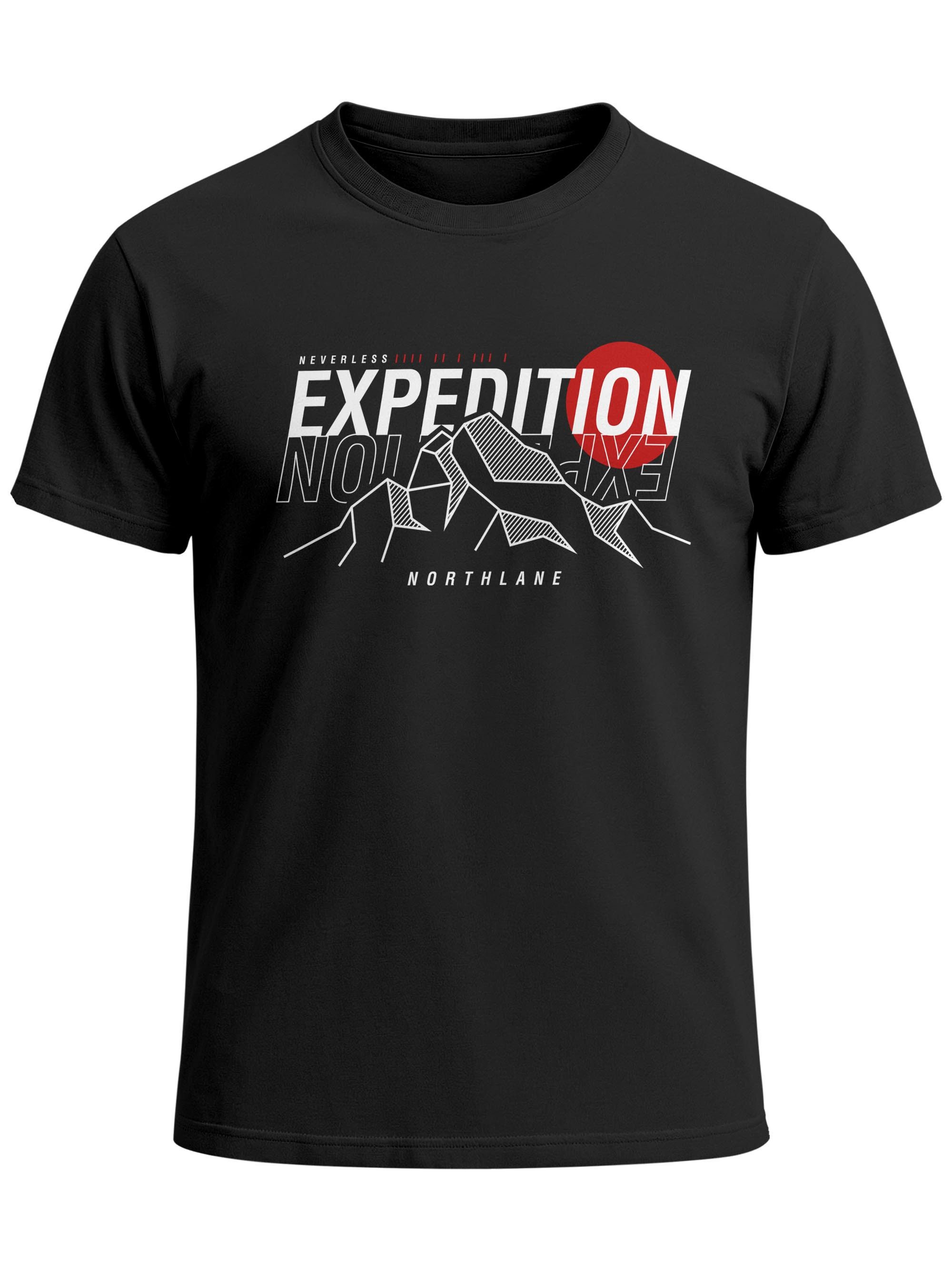 Neverless Print-Shirt Herren T-Shirt Outdoor Berge Wandern Naturliebhaber Expedition mit Print