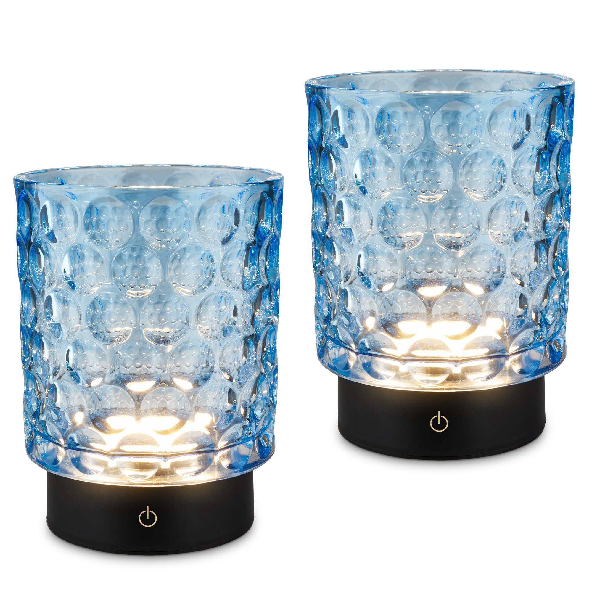 Briloner Leuchten LED Außen-Tischleuchte SUNORA, Dimmfunktion, LED fest integriert, Warmweiß, kabellos 15 x 11 cm Blau 2W Wohnzimmer Flur Outdoor Aussen 2er-Set