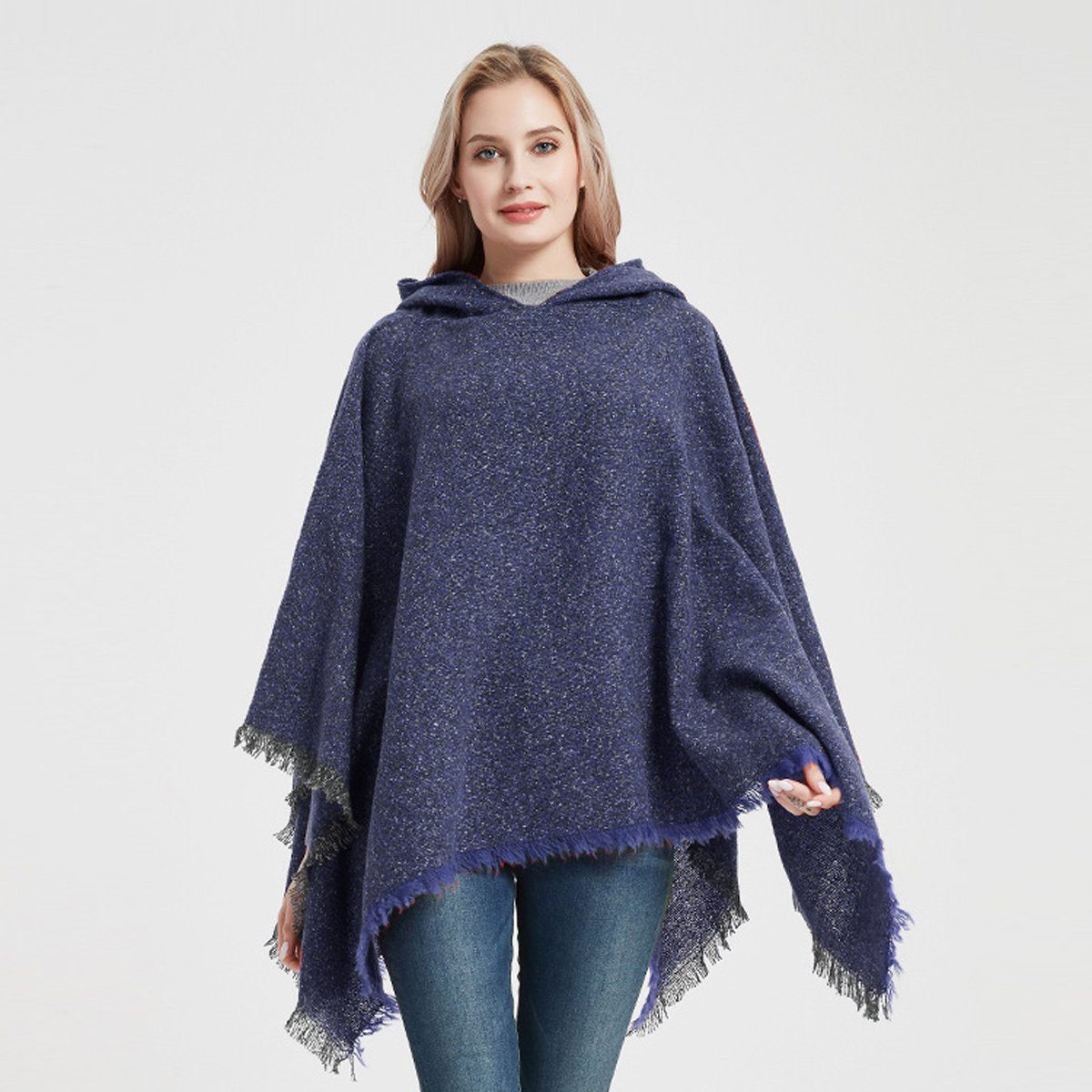 Damen Warme Winter Fransen,für Jormftte mit Frauen Groß Schal Modeschal marineblau Schultertuch