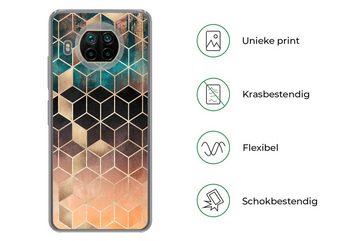 MuchoWow Handyhülle Abstrakt - Würfel - Gold - Muster - Luxus, Phone Case, Handyhülle Xiaomi Mi 10T Lite, Silikon, Schutzhülle