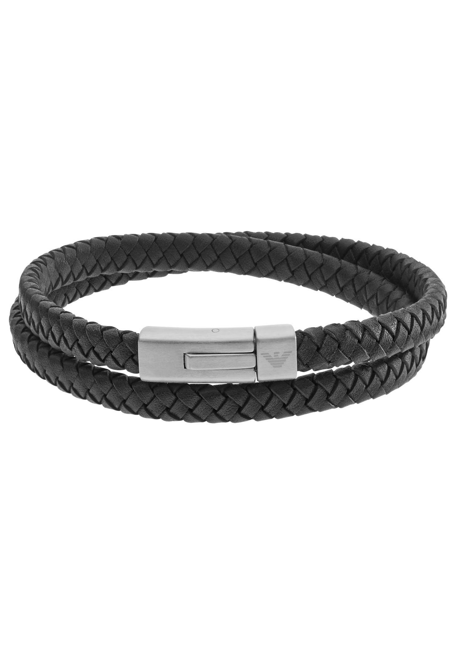 Emporio Armani Lederarmband Schmuck Geschenk Edelstahl Leder Armschmuck günstig online kaufen