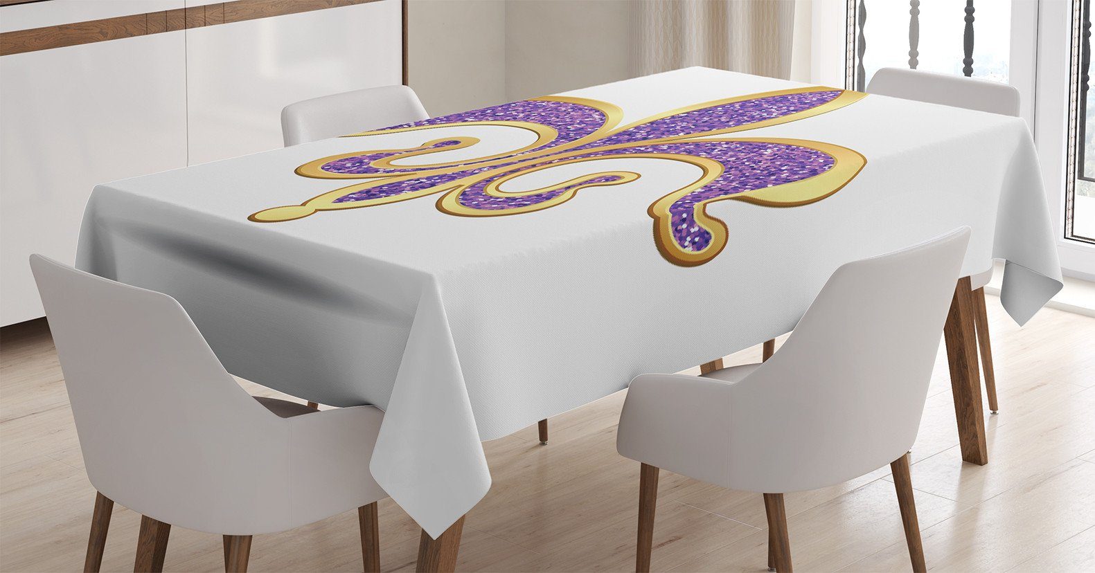 Tischdecke Für Waschbar geeignet Farbfest Fleur Mittelalterlich Abakuhaus Außen De Lis Klare Farben, Bereich den