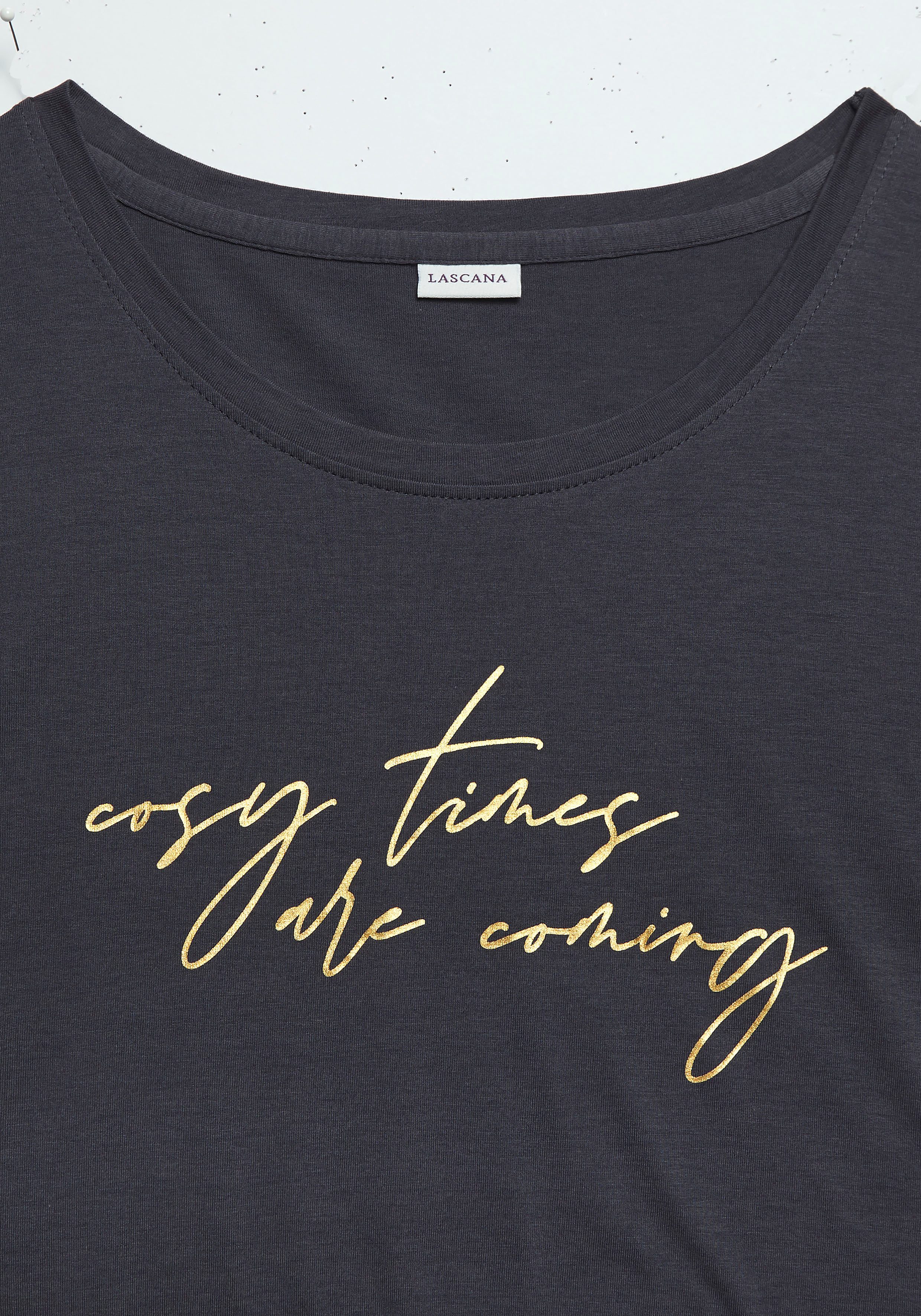 LASCANA Pyjamaoberteil (1-teilig) mit Folienprint