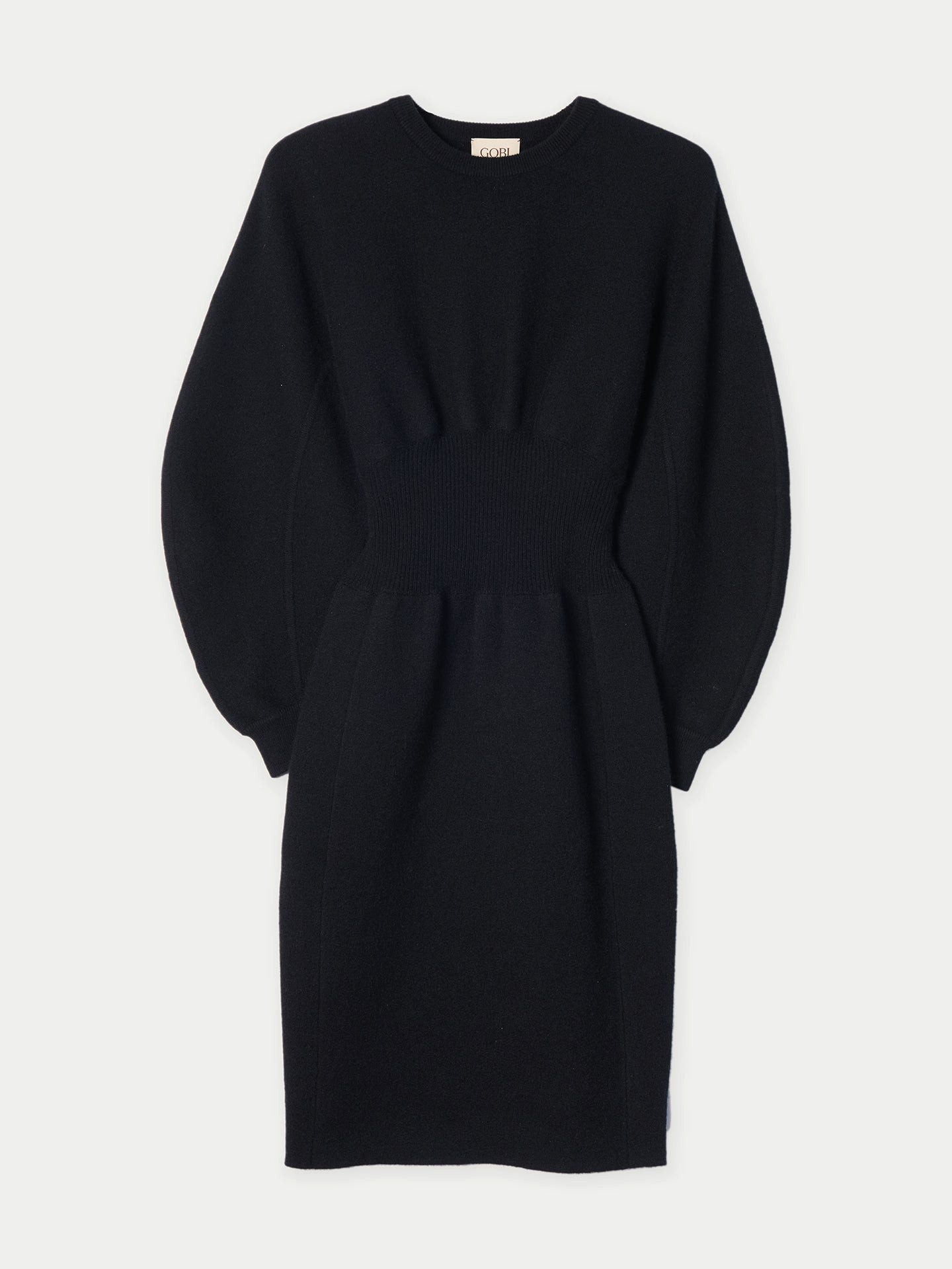 GOBI Cashmere Strickkleid Kaschmir-Kleid mit skulpturaler Silhouette