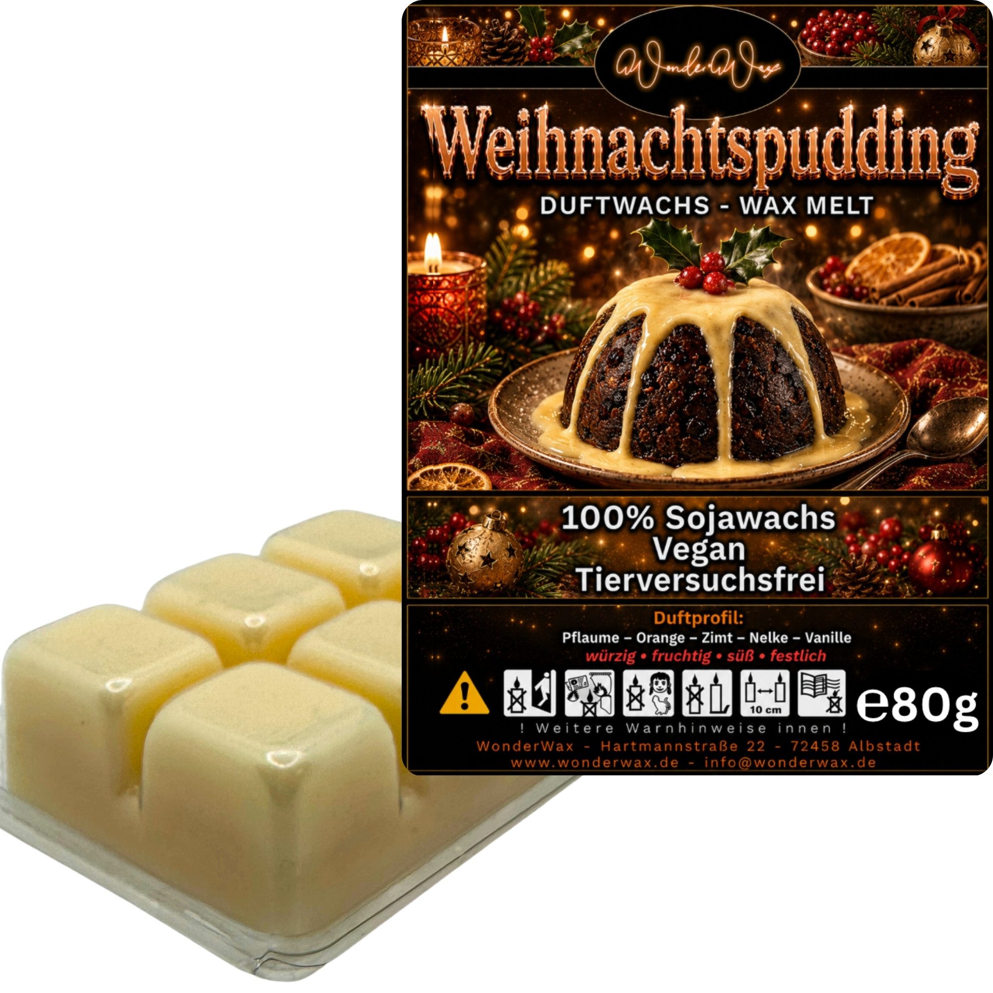 WonderWax Duftwachs WonderWax® Duftwachs 6 Würfel, (Weihnachtspudding), Duftrichtung: Weihnachtspudding