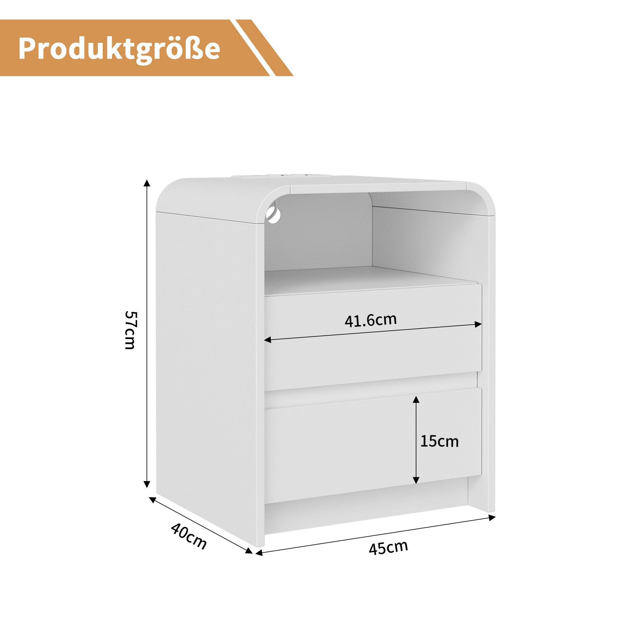 Simurq Nachttisch Nachtschrank 2er Set Mit LED-Beleuchtung Und Ladestation (Packung, Modern Beistelltisch Sofatisch Couchtisch Für Schlafzimmer, Wohnzimmer), Na – Bild 2 von 5