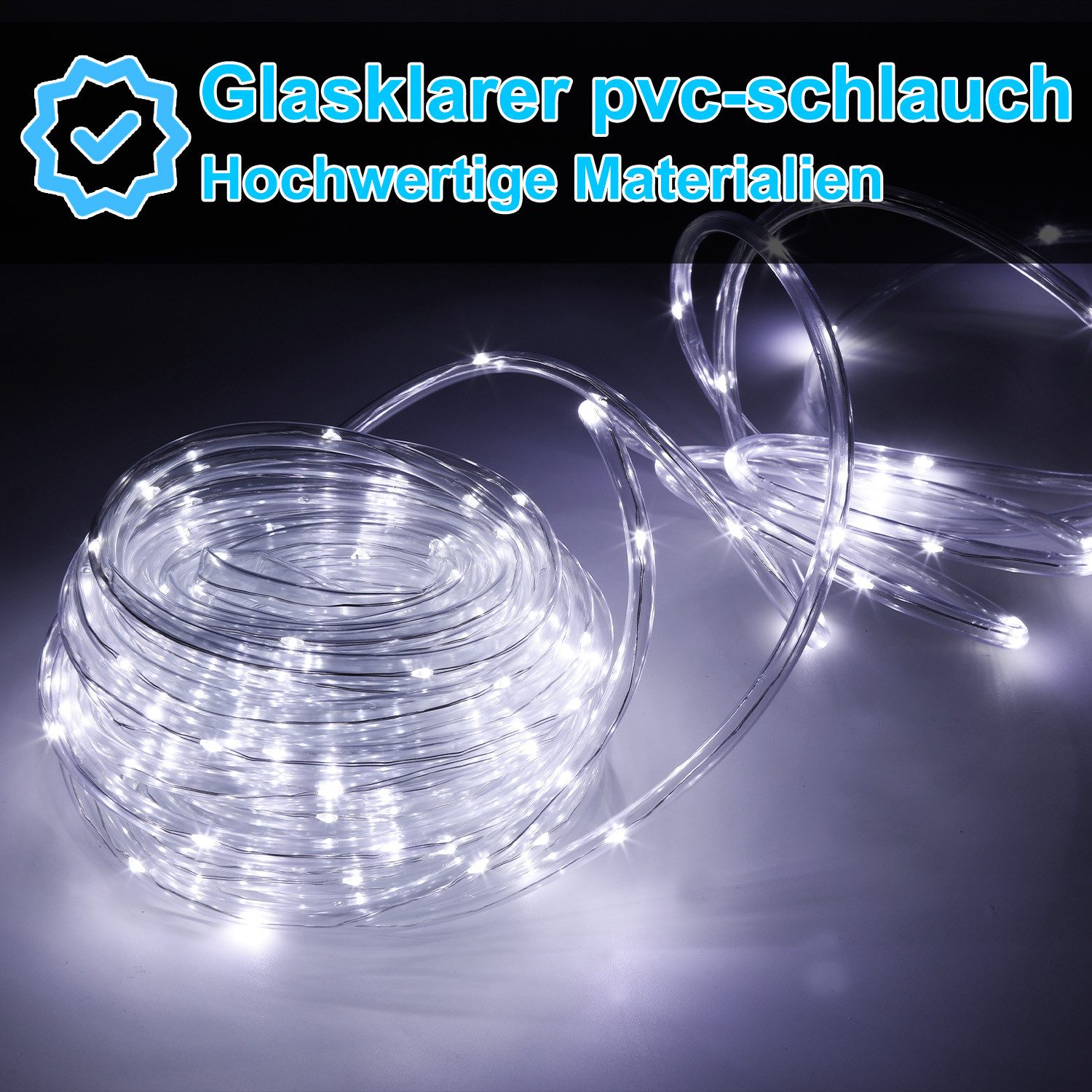 Clanmacy Lichterschlauch 10m-50m LED Lichterschlauch Bunt Lichterkette Lichtschlauch 8 Modi, Wasserdicht – Bild 5 von 5
