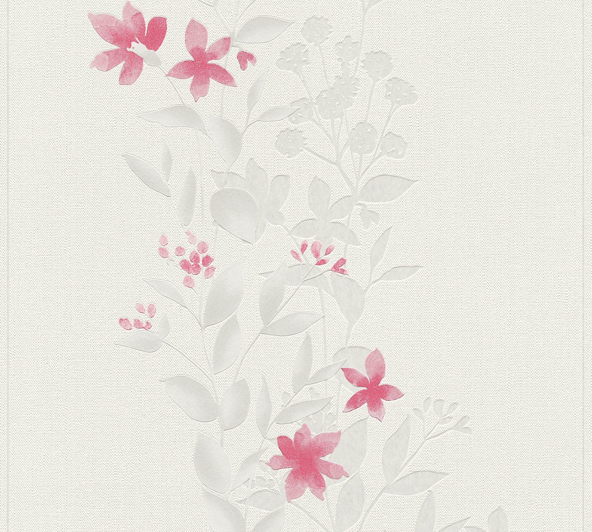 bunt/grau/rot Blumen A.S. floral, Vliestapete Création Blooming Tapete strukturiert, floral,