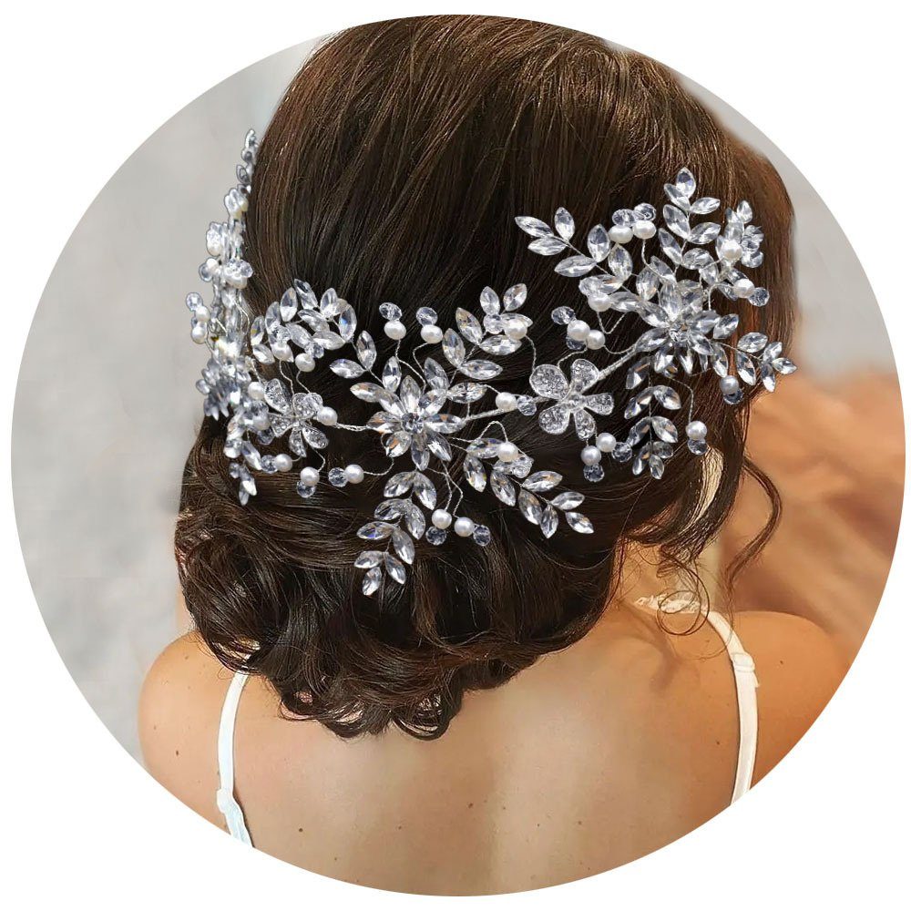 Haarbänder, Blume,Perle Brautschmuck, GLAMO Diadem (1-tlg) Haarschmuck Legierung Strass