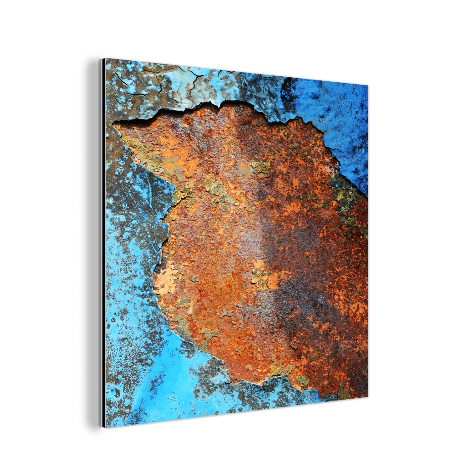 MuchoWow Metallbild Industriell - Metalle - Rost - Vintage, Inkl. Aufhängung, Alu-Dibond-Druck, Wandbild aus Metall, Aluminium deko, 20x20 cm