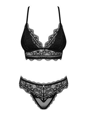 Obsessive Set: Bügel-BH Dessous-Set Renelia schwarz BH + Slip mit Spitze (Set)