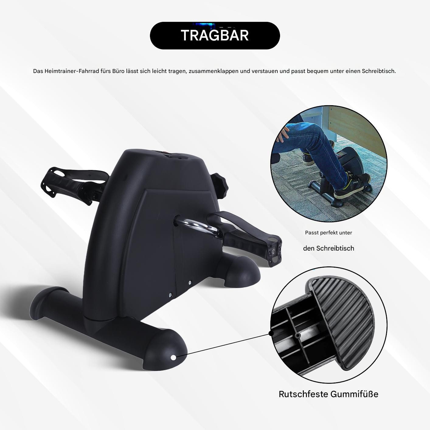 Endless Multitrainer Portable Pedal Exerciser mit Digital Monitor, Fuß-Zyklus, (Das Paket enthält 1 tragbaren Pedal-Heimtrainer, Material: Legierter Stahl), Tragbarer Pedaltrainer für Arm- und Beintraining