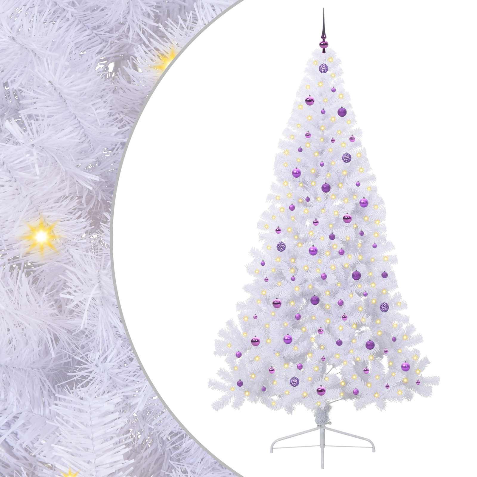 vidaXL Künstlicher Weihnachtsbaum Künstlicher Weihnachtsbaum Weiß 240 cm PVC und Stahl