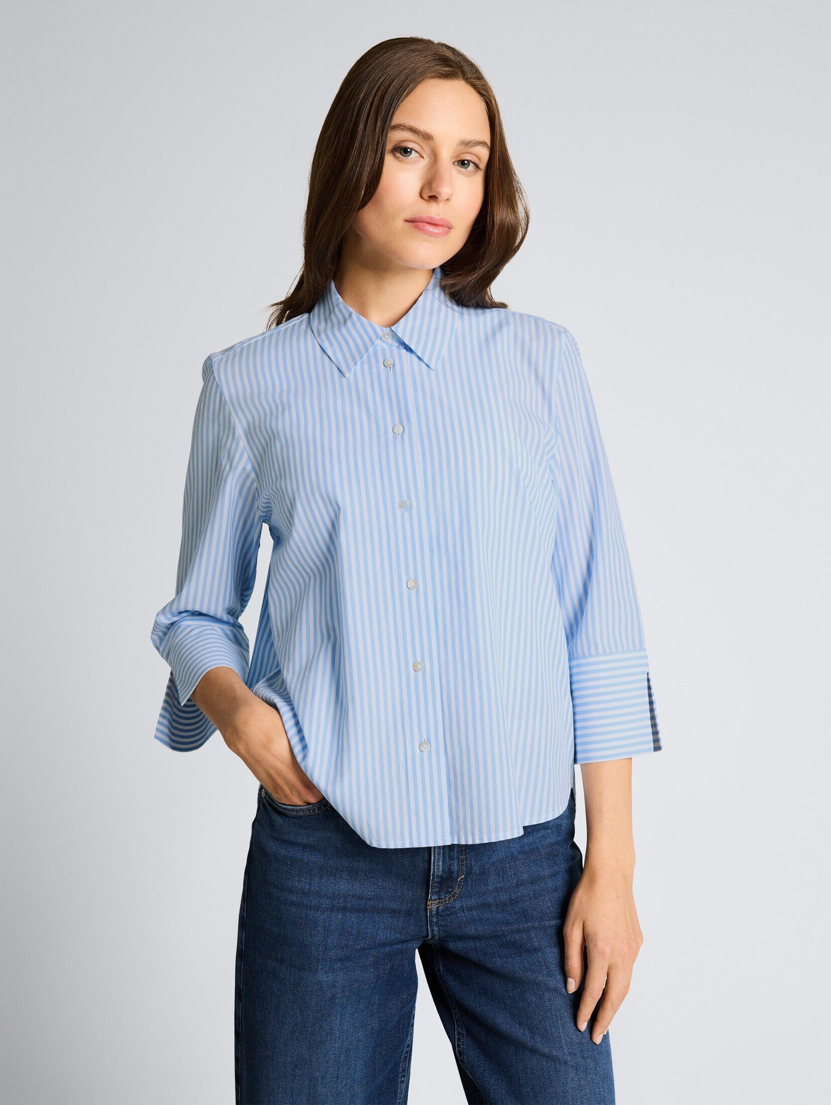 TOM TAILOR Langarmbluse Blusen & Shirts Popeline Hemdbluse mit 3/4-Arm günstig online kaufen