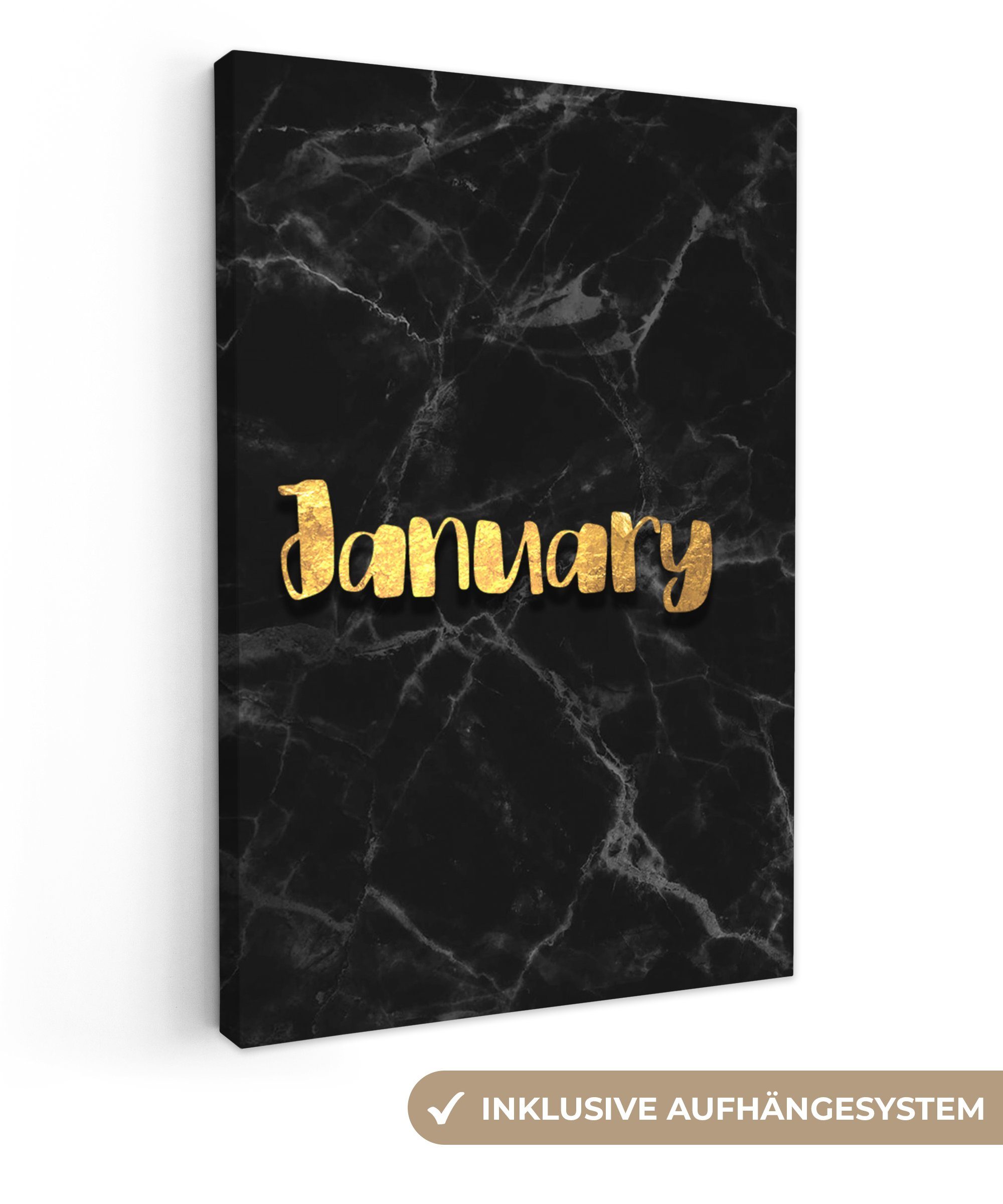 OneMillionCanvasses® Leinwandbild Kalender - Januar - Gold - Marmor, (1 St), Leinwandbild fertig bespannt inkl. Zackenaufhänger, Gemälde, 20x30 cm