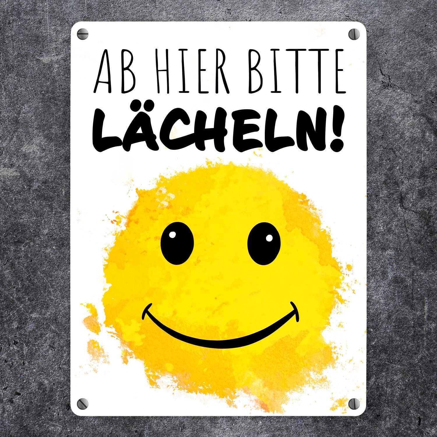 speecheese Metallschild Grinsendes Emoticon Ab hier bitte lächeln Metallsch günstig online kaufen