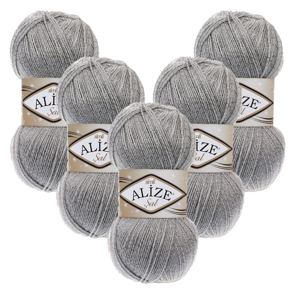 Alize 5 x ALIZE Sal Sim Häkelwolle, 460 m, Glitzerwolle,Häkeln,Stricken,Metallic