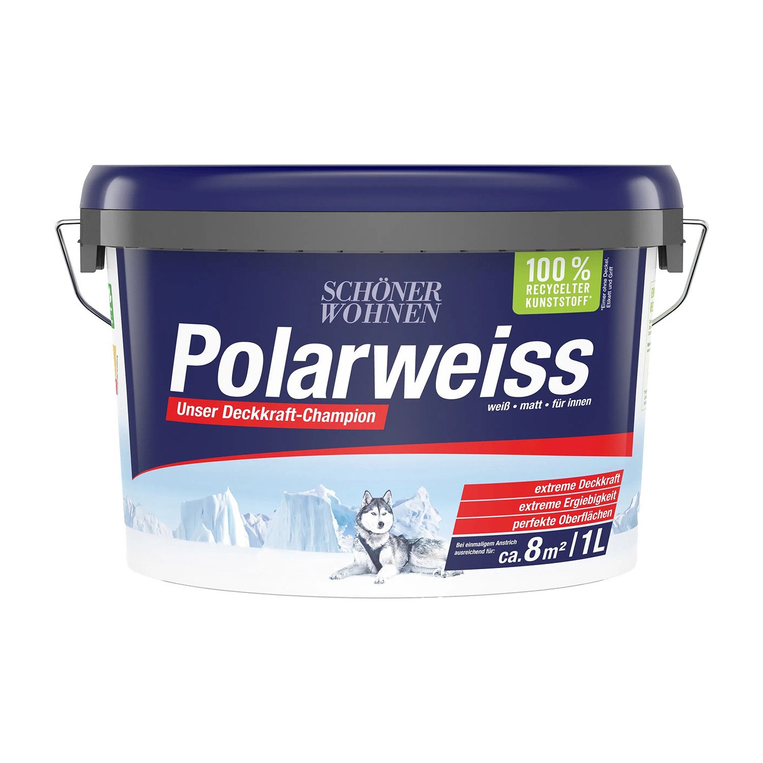 SCHÖNER WOHNEN FARBE Wand- und Deckenfarbe Polarweiss 1 Liter (274011), hoher Weißheitsgrad, Spritz-Frei, Lösemittelfrei