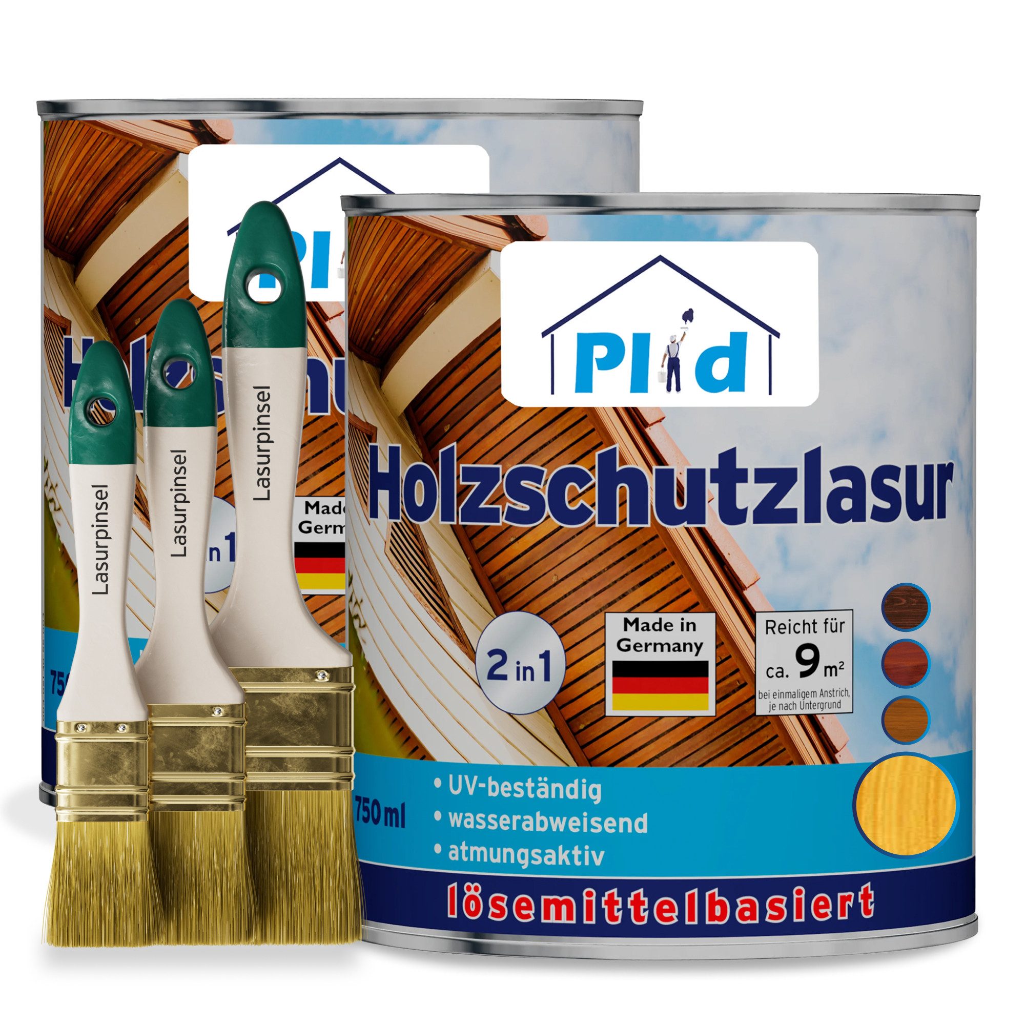 plid Holzschutzlasur Premium Holzschutzlasur Holzlasur Holzschutz Holzgrundierung Set, Schnelltrocknend
