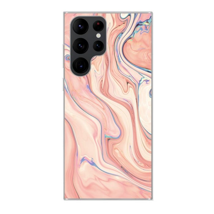 MuchoWow Handyhülle Marmor - Pastell - Rosa - Blau - Marmoroptik - Abstrakt Phone Case Handyhülle Samsung Galaxy S22 Ultra Silikon Schutzhülle