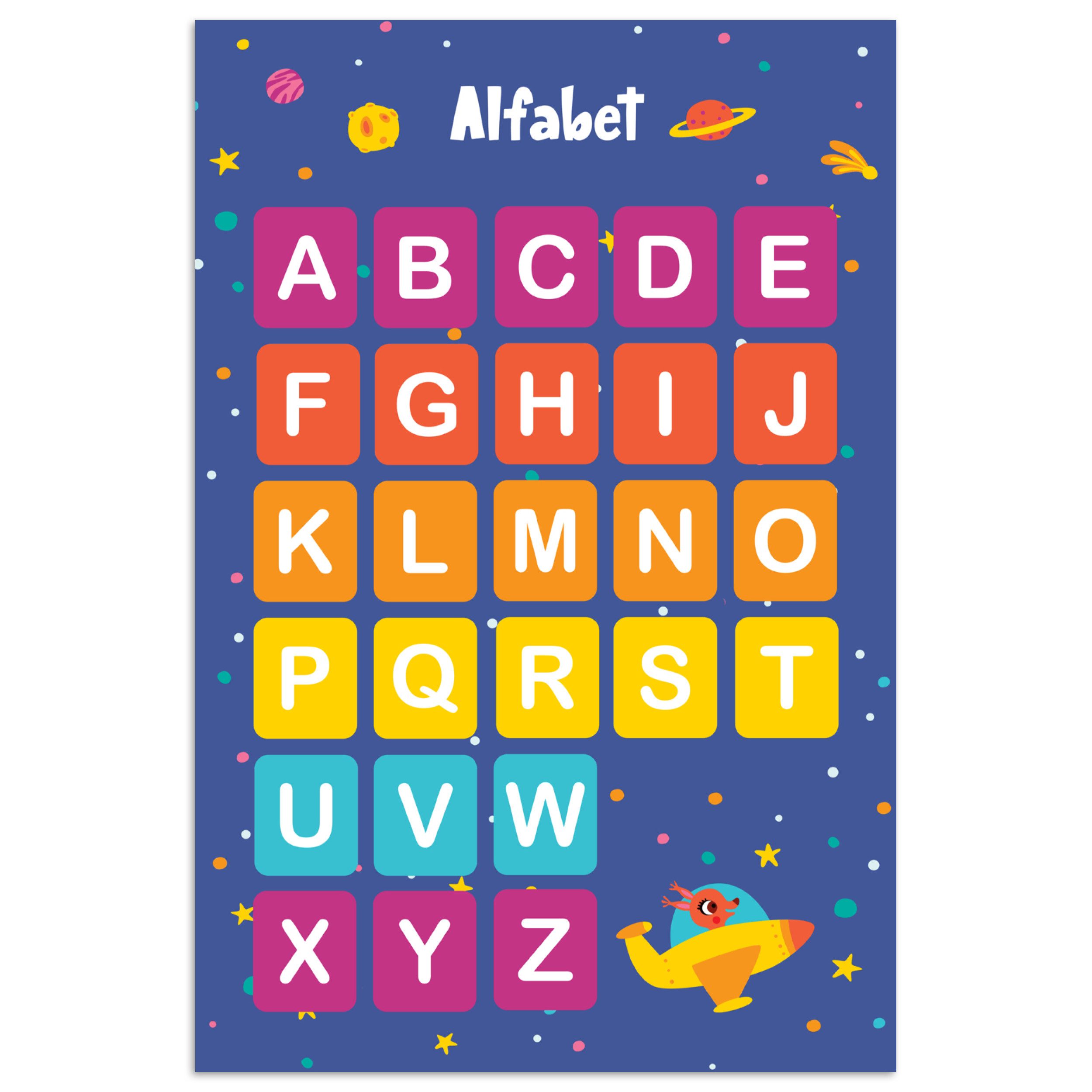 Poster Alphabet - Pädagogisch - Buchstaben lernen für Kinder - Weltraum