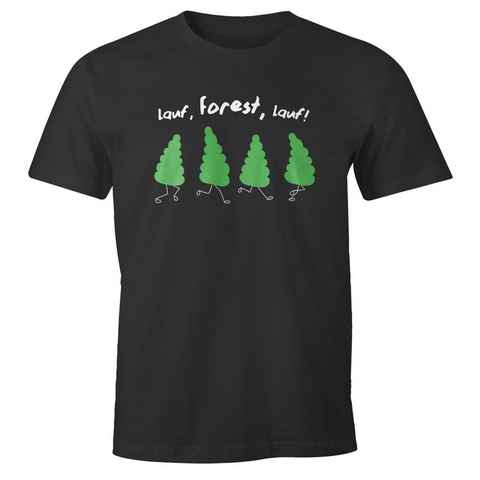 MoonWorks Print-Shirt Herren T-Shirt Fun-Shirt Spruch lustig lauf Forest lauf Baum Motiv Parodie Filmzitat Wortspiel Moonworks® mit Print