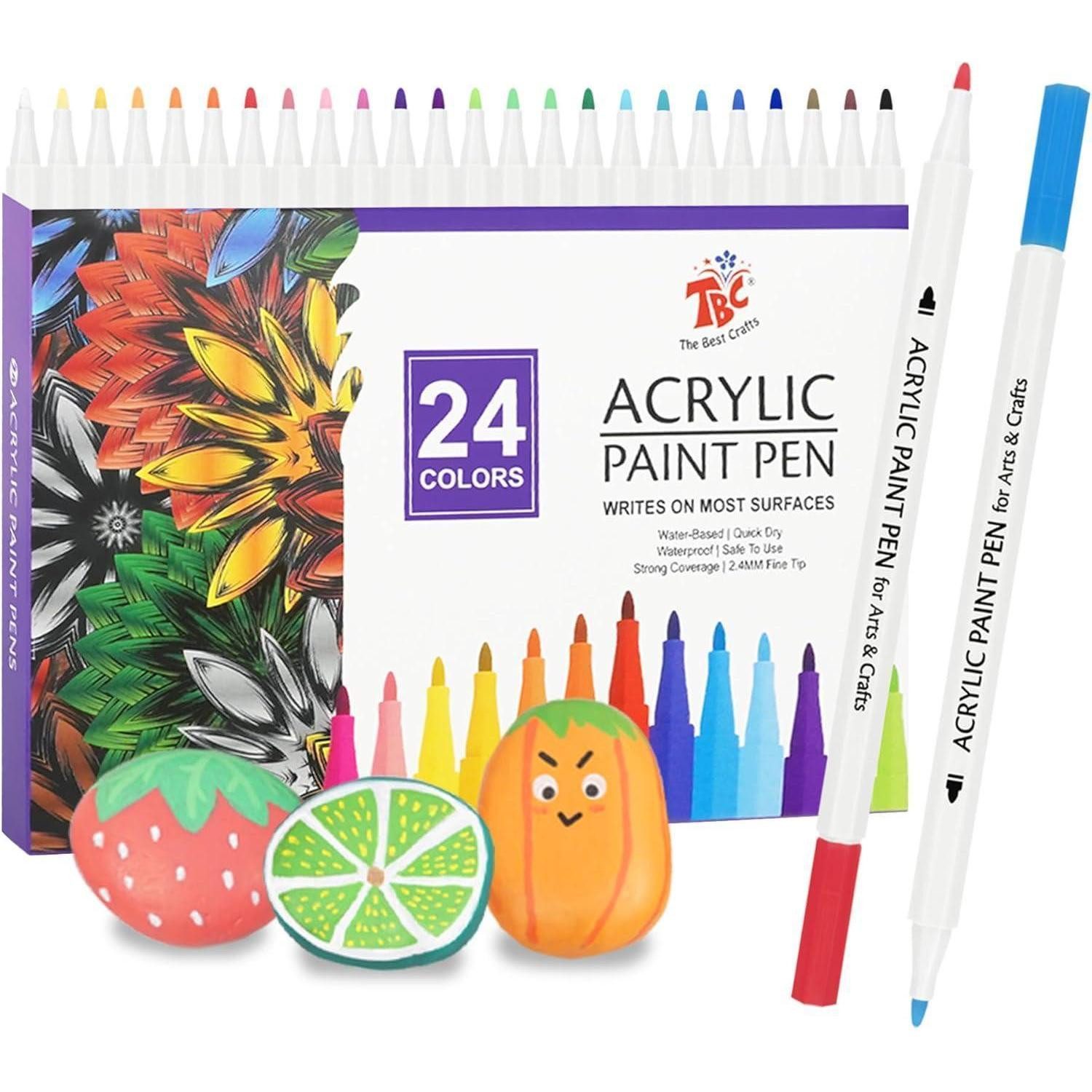 LuxusKollektion Lackmarker Acrylstifte für Steine Wasserfest 24 Farben Acrylic Paint Marker