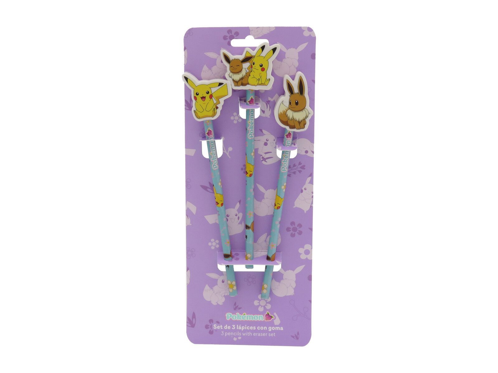 POKÉMON Bleistift Set 3 teilig mit dekorativem Radiergummi Schulzubehör, (3-tlg)