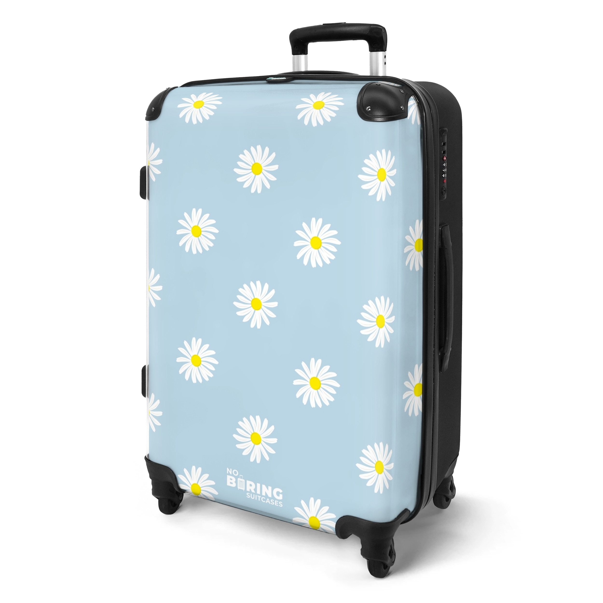 NoBoringSuitcases.com© Hartschalen-Trolley Pastellblau mit Gänseblümchen 67 günstig online kaufen