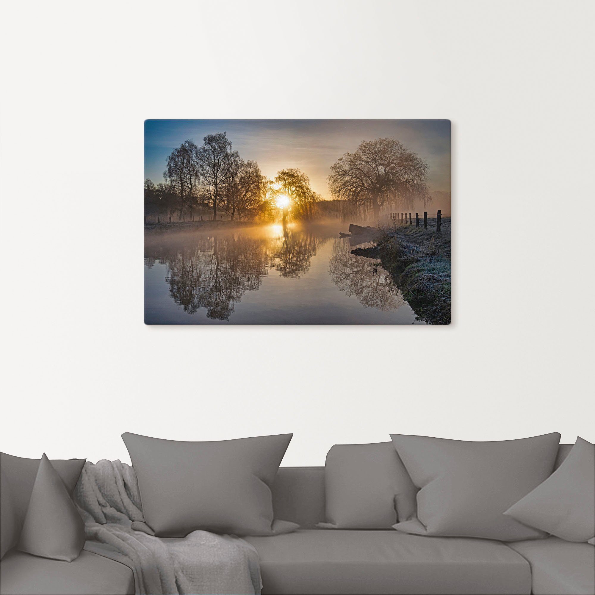 Artland Trave, & (1 Wandbild an Größen der in St), Morgen Alubild, als Mystischer oder versch. Wandaufkleber Sonnenuntergang Leinwandbild, Bilder vom Poster -aufgang